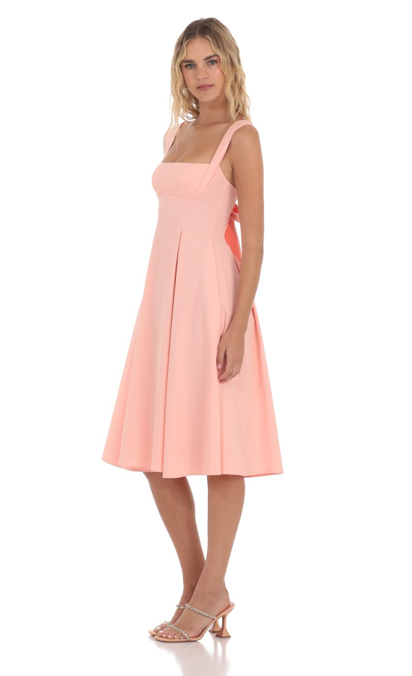 Square Neck Flare Midi Dress in Pink - luluinthesky