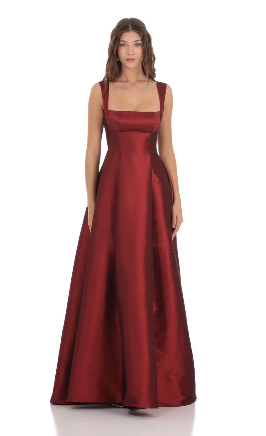 Square Neck Fit and Flare Maxi Dress in Maroon - luluinthesky