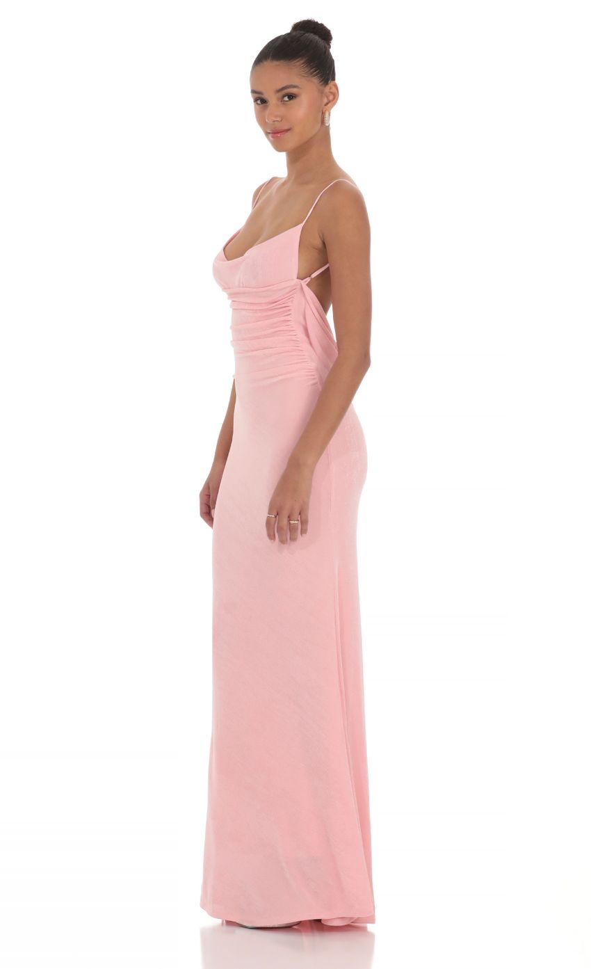 Lace Open Back Maxi Dress in Pink - luluinthesky