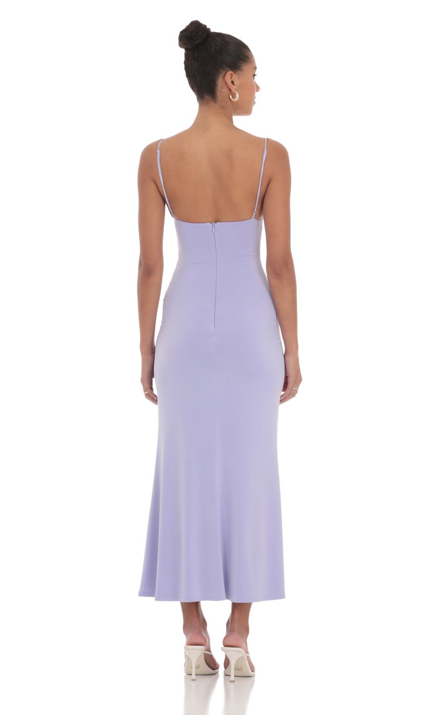 Ruched Cowl Neck Maxi Dress in Periwinkle - luluinthesky
