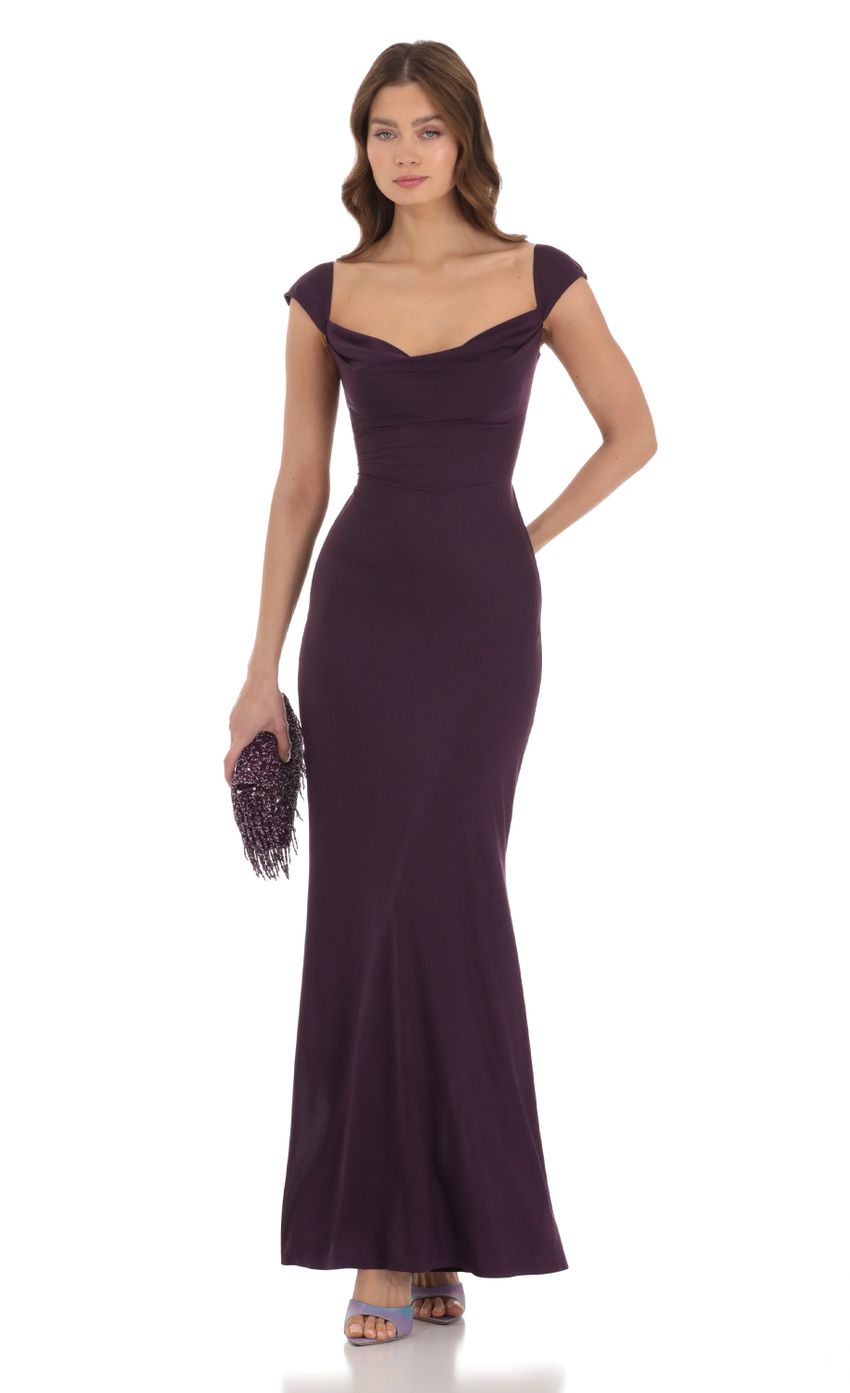 Strappy Cowl Neck Maxi Dress in Purple - luluinthesky