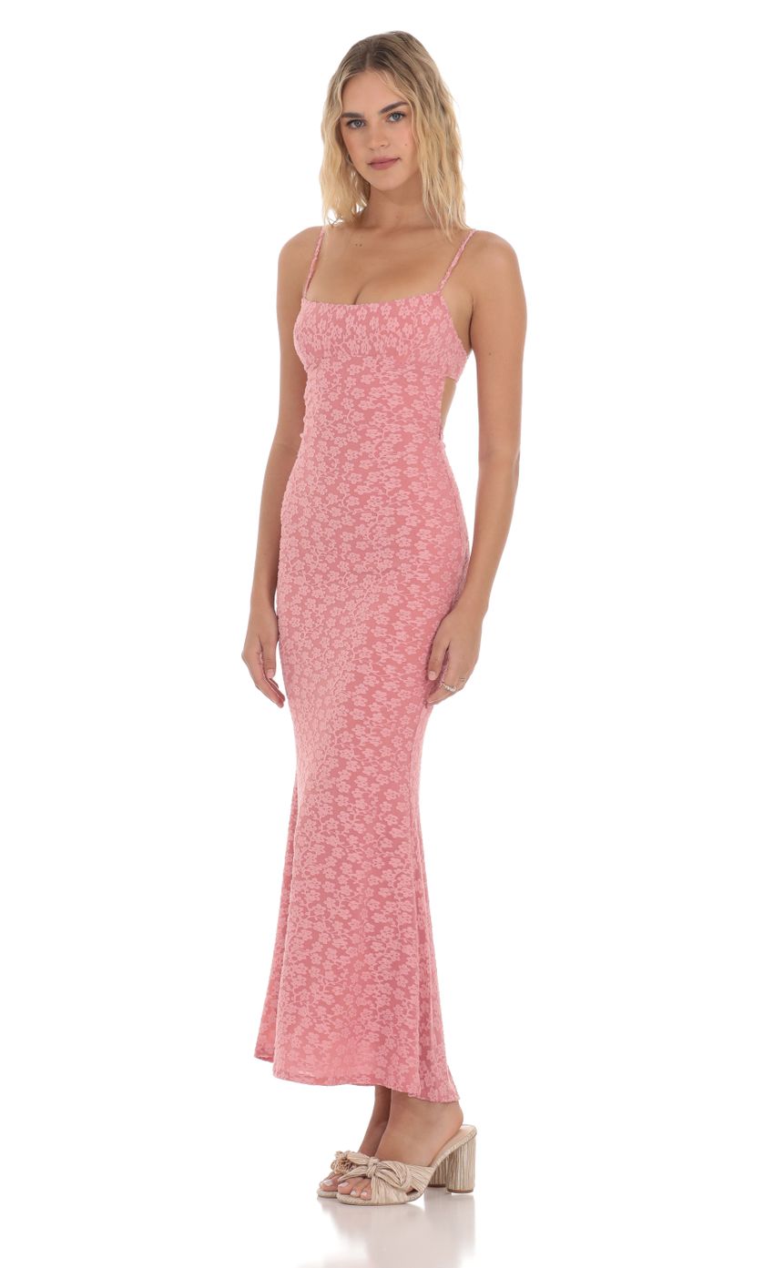 Textured Floral Maxi Dress in Pink - luluinthesky