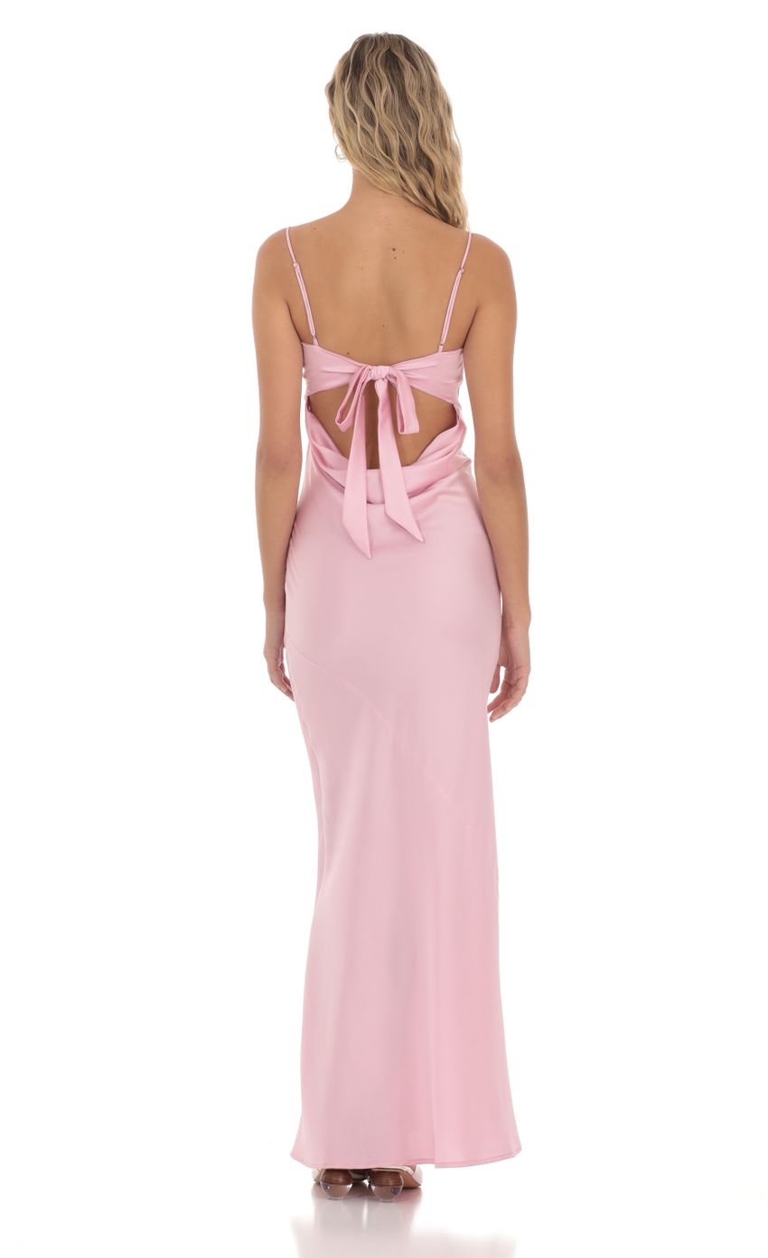 Satin Open Back Maxi Dress in Pink - luluinthesky