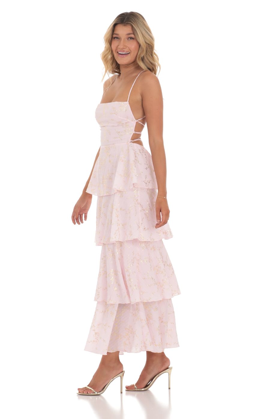Crinkle Foiled Floral Maxi Dress in Pink - luluinthesky