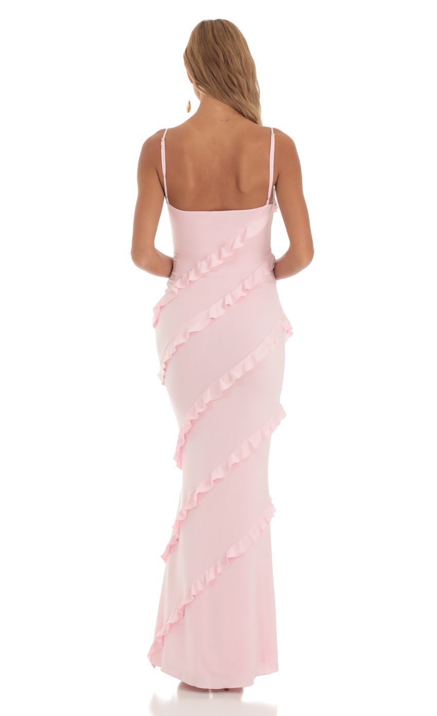 Ruffle Maxi Dress in Pink - luluinthesky