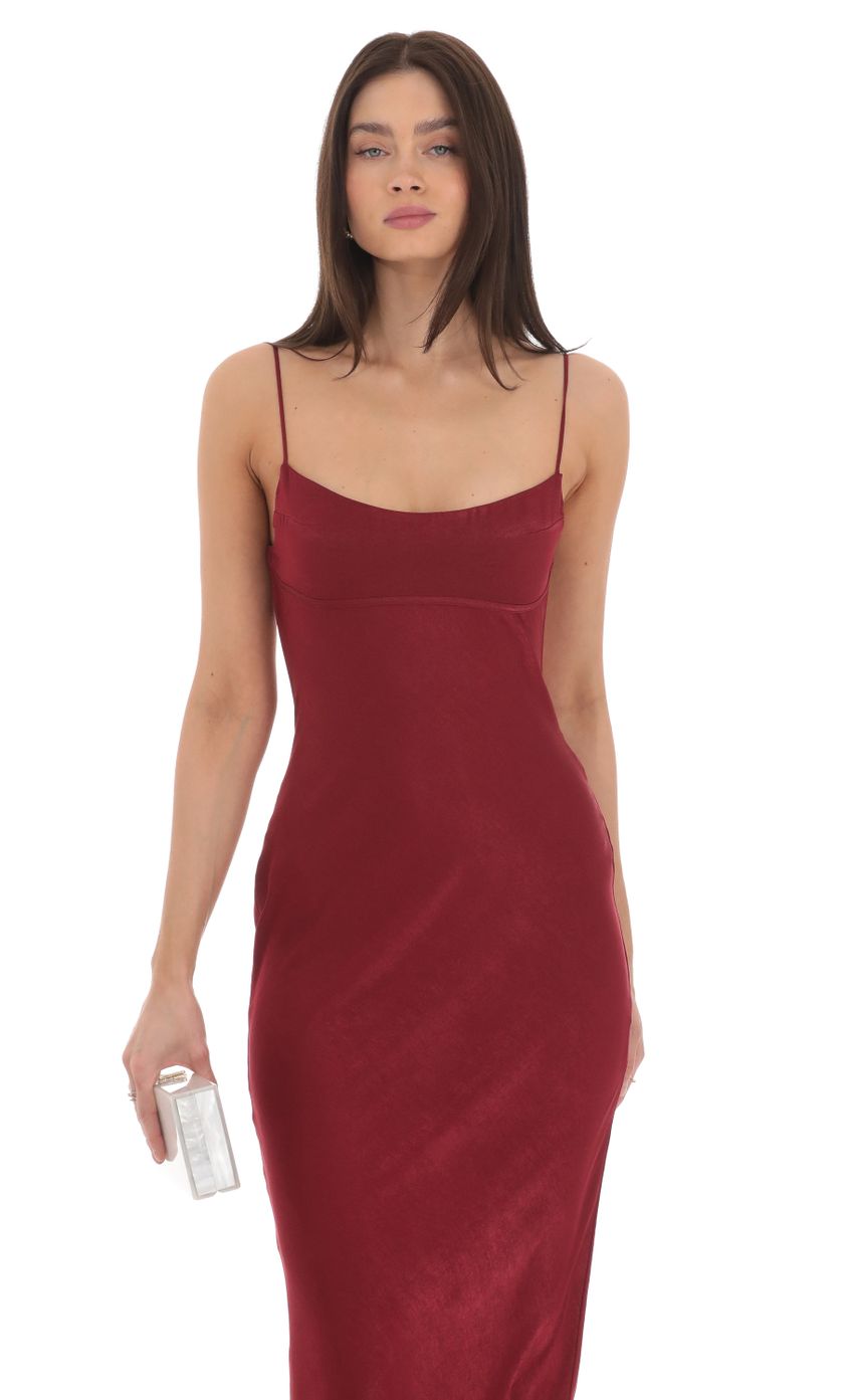 Satin Open Back Maxi Dress in Red - luluinthesky