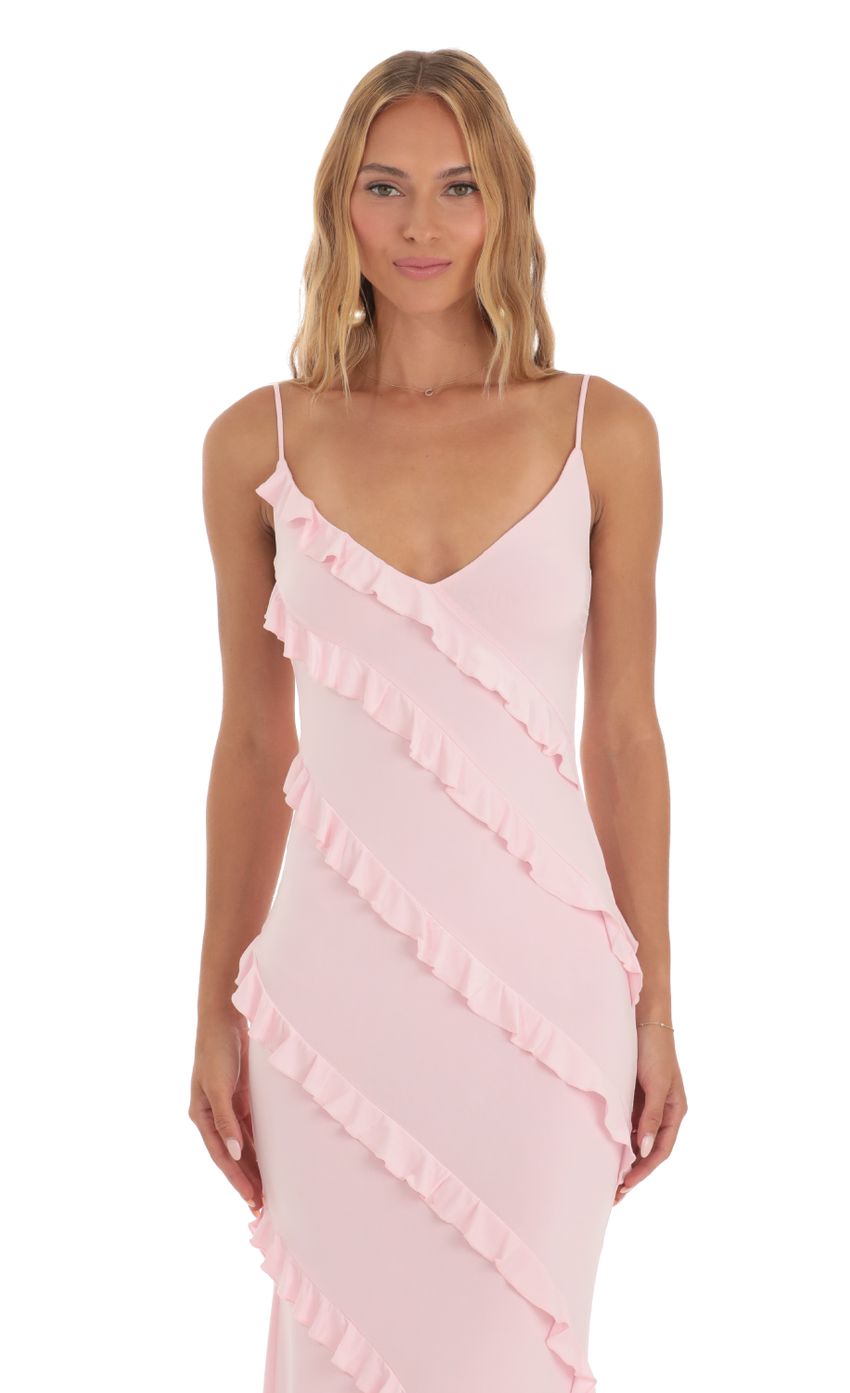 Ruffle Maxi Dress in Pink - luluinthesky