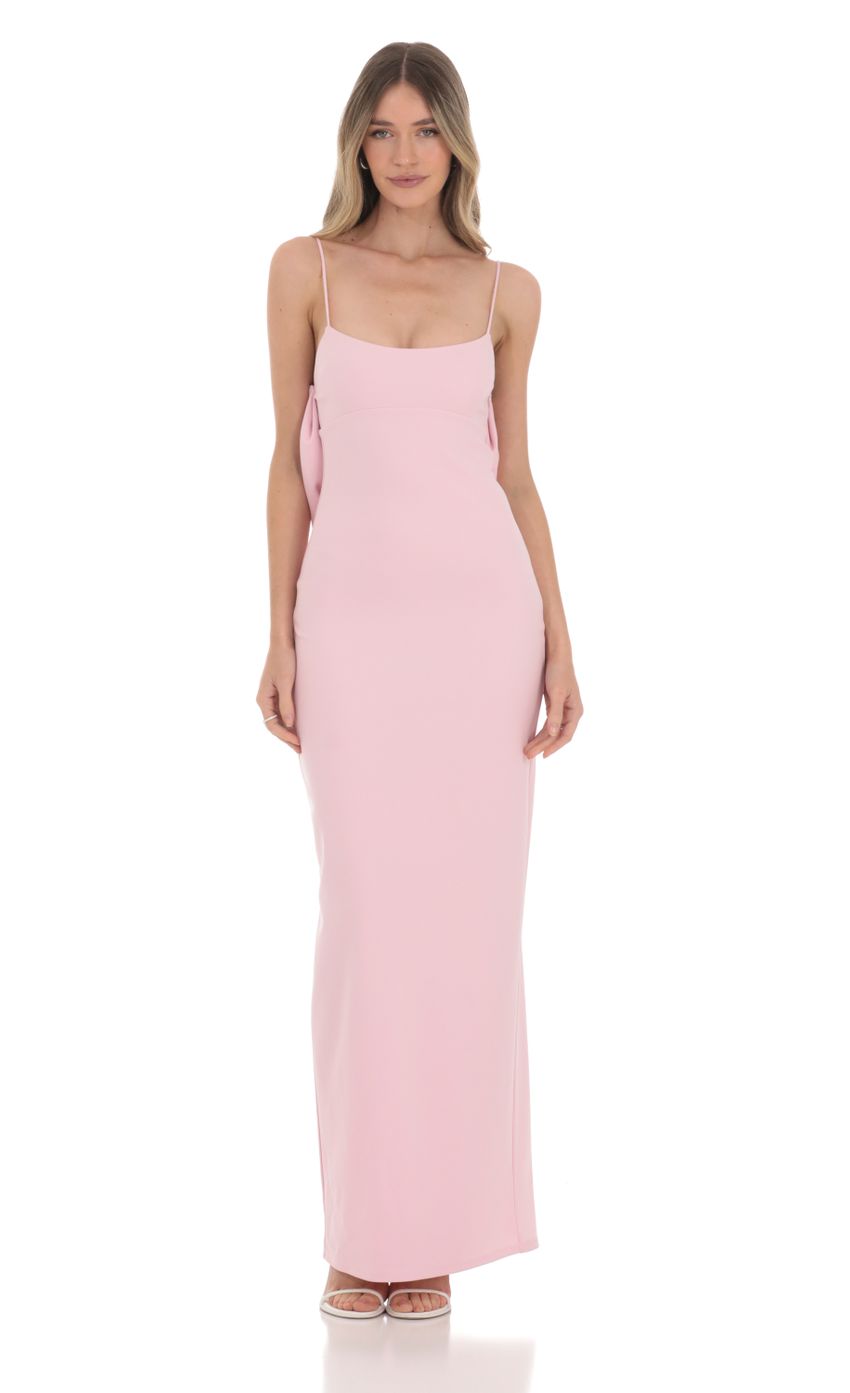 Back Bow Maxi Dress in Pink - luluinthesky