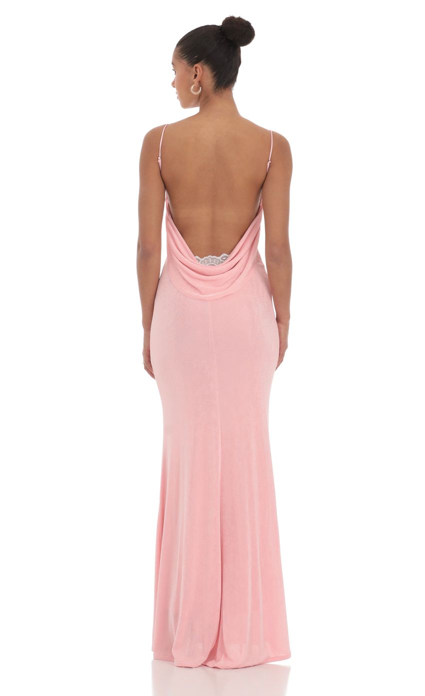 Lace Open Back Maxi Dress in Pink - luluinthesky