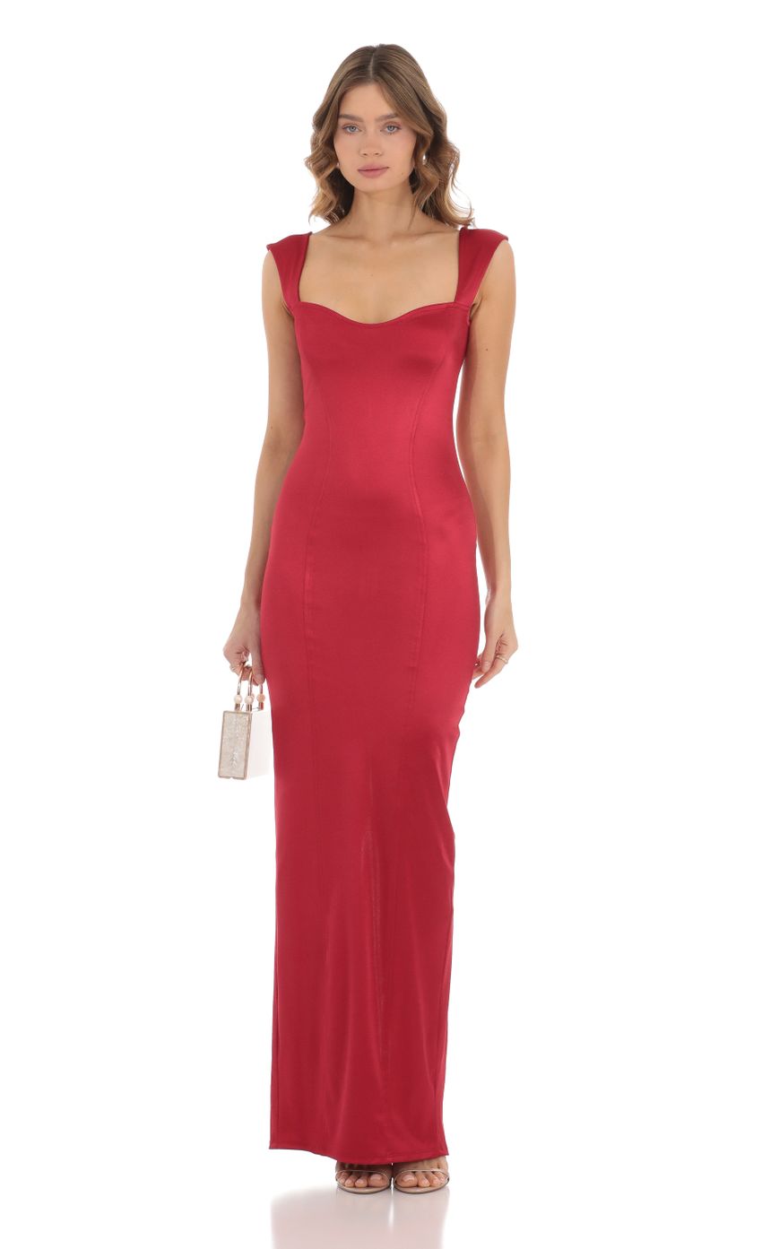 Satin Bodycon Maxi Dress in Red - luluinthesky