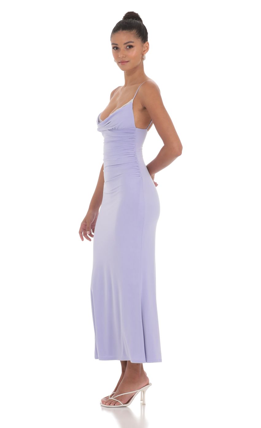 Ruched Cowl Neck Maxi Dress in Periwinkle - luluinthesky