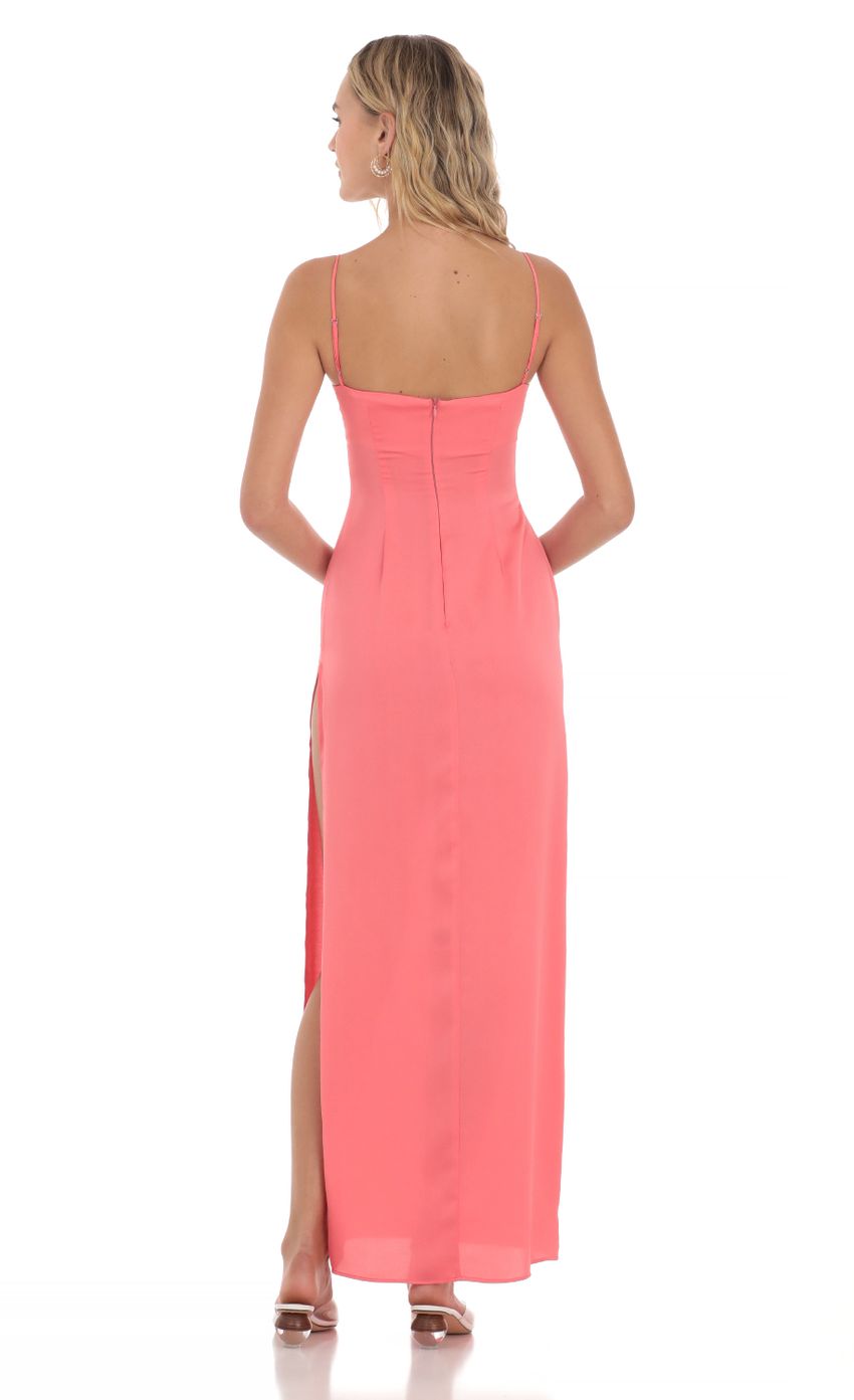 Satin Cinched Maxi Dress in Coral - luluinthesky