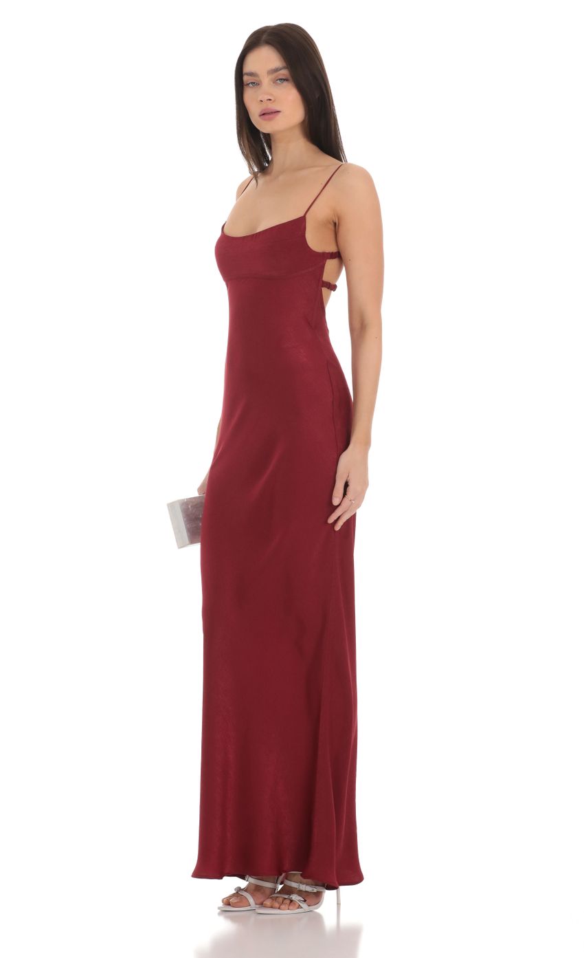 Satin Open Back Maxi Dress in Red - luluinthesky