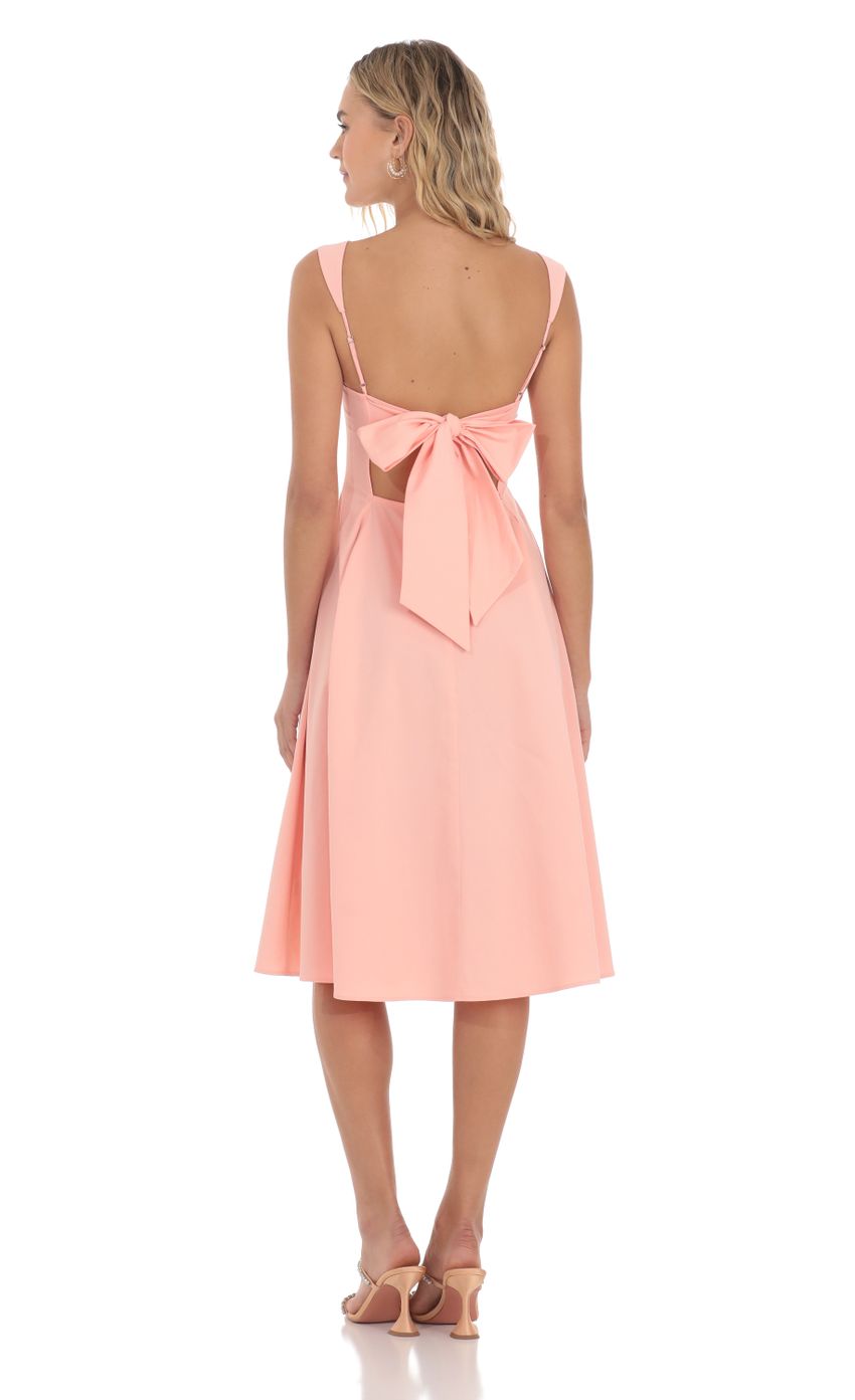 Square Neck Flare Midi Dress in Pink - luluinthesky