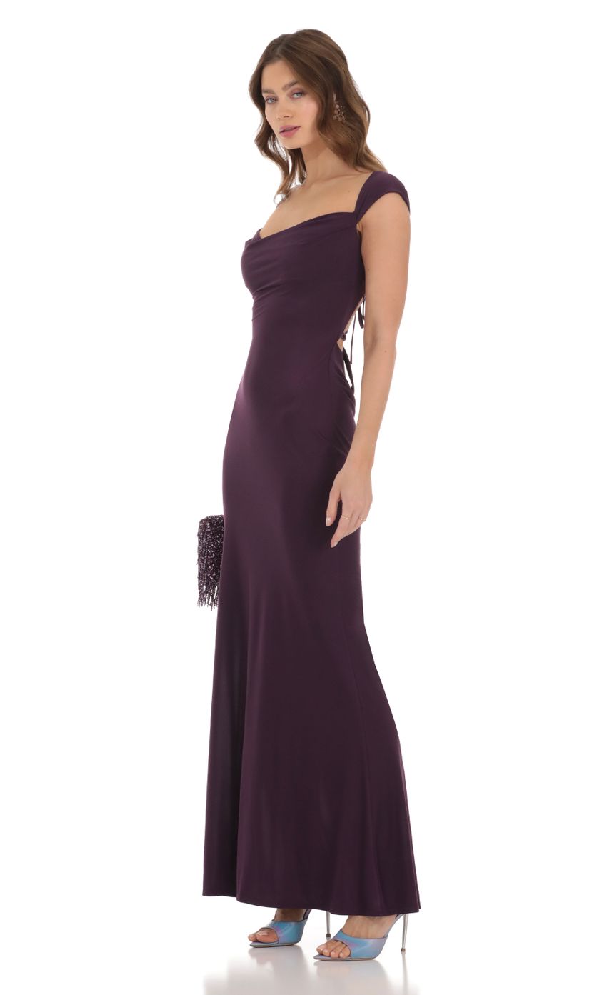 Strappy Cowl Neck Maxi Dress in Purple - luluinthesky