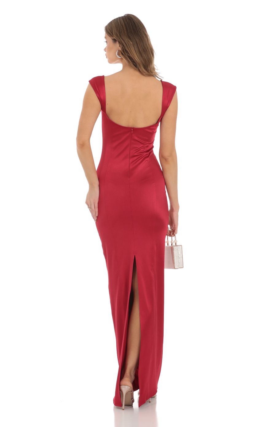 Satin Bodycon Maxi Dress in Red - luluinthesky