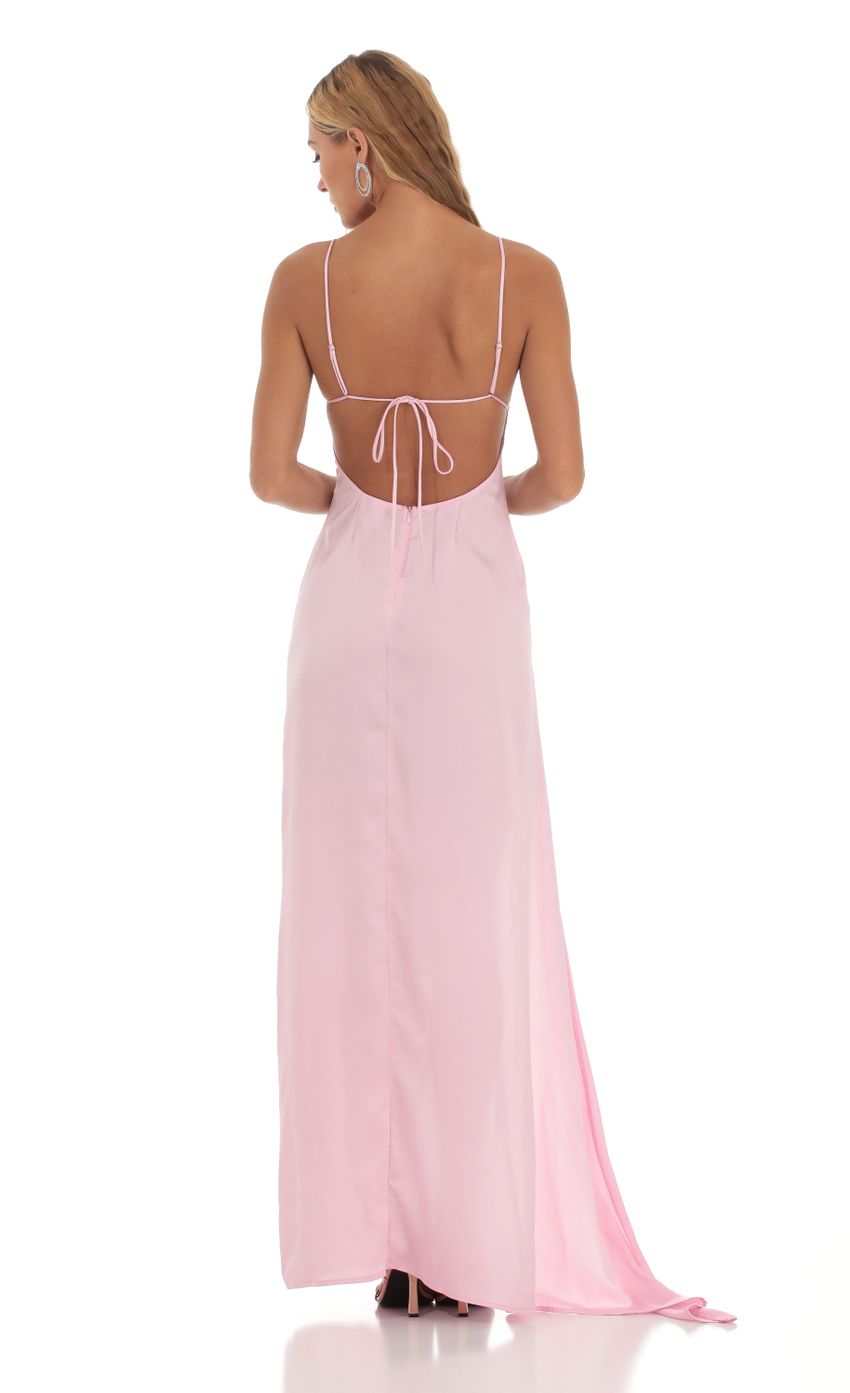 Siobhán Satin Ruffle Maxi Dress in Pink - luluinthesky