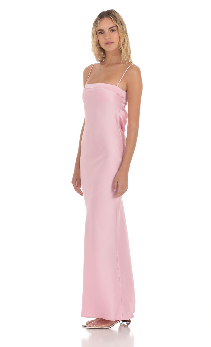 Satin Open Back Maxi Dress in Pink - luluinthesky