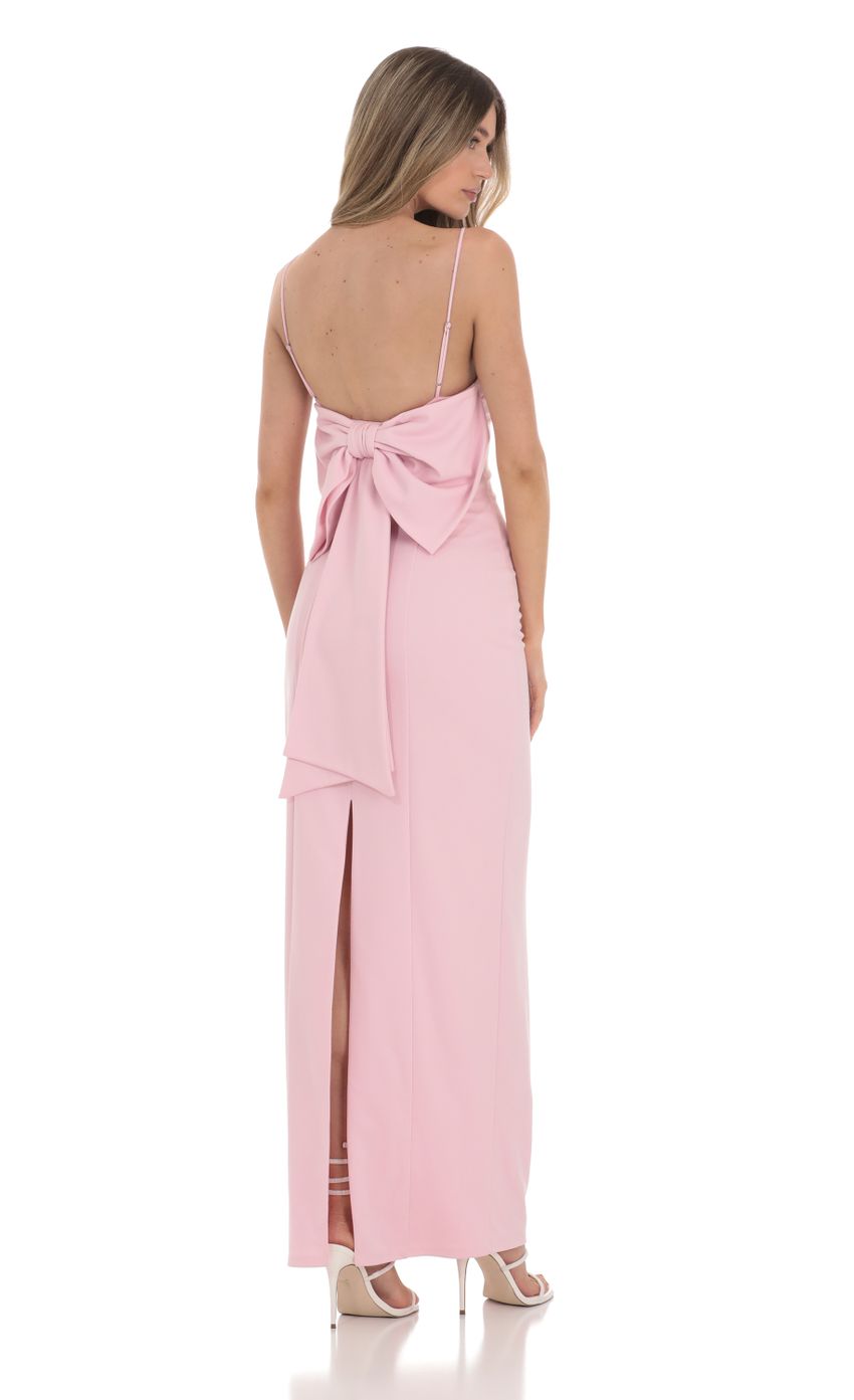 Back Bow Maxi Dress in Pink - luluinthesky