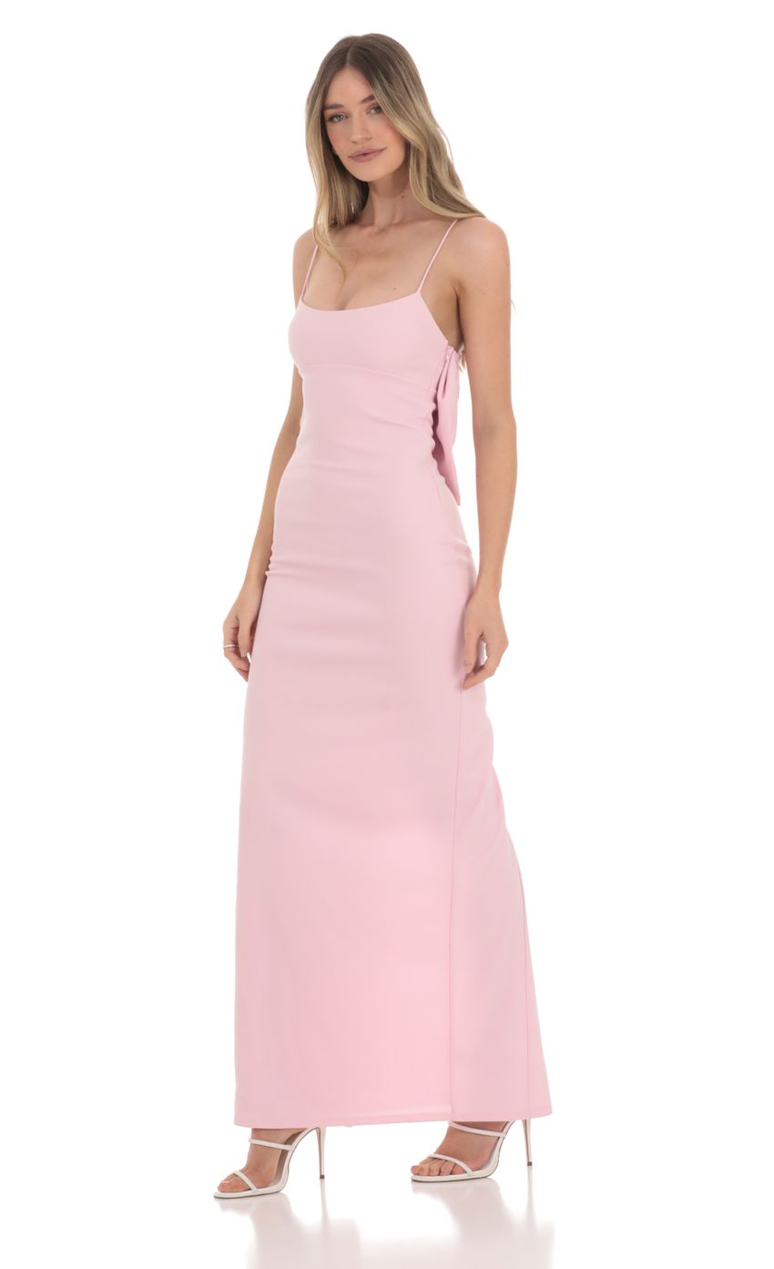 Back Bow Maxi Dress in Pink - luluinthesky