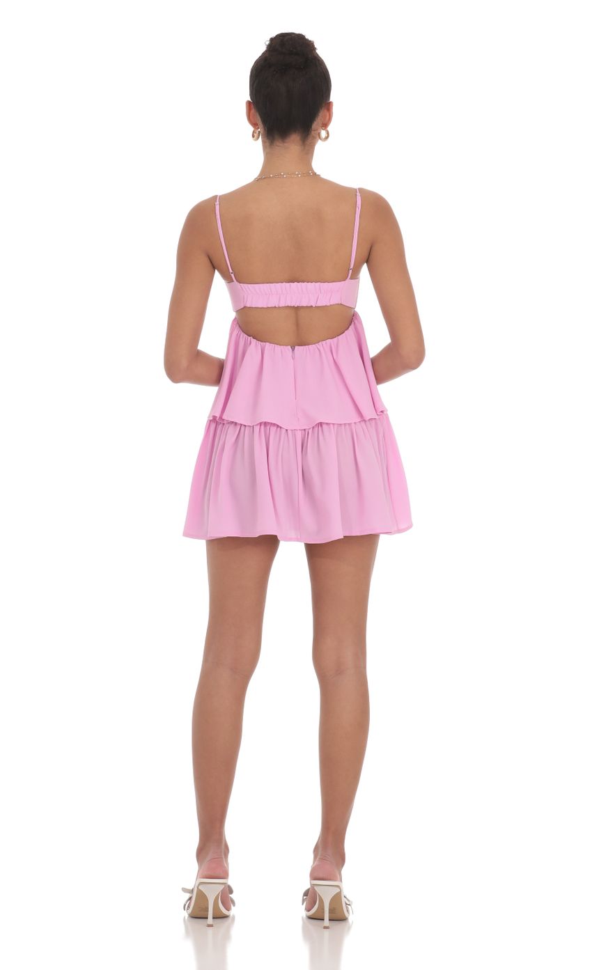 Ruffle Front Tie Dress in Pink - luluinthesky