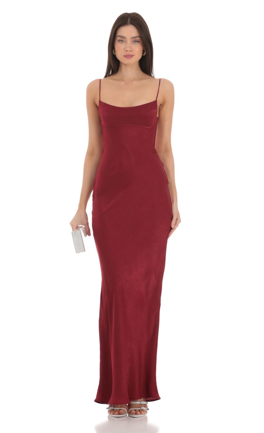 Satin Open Back Maxi Dress in Red - luluinthesky