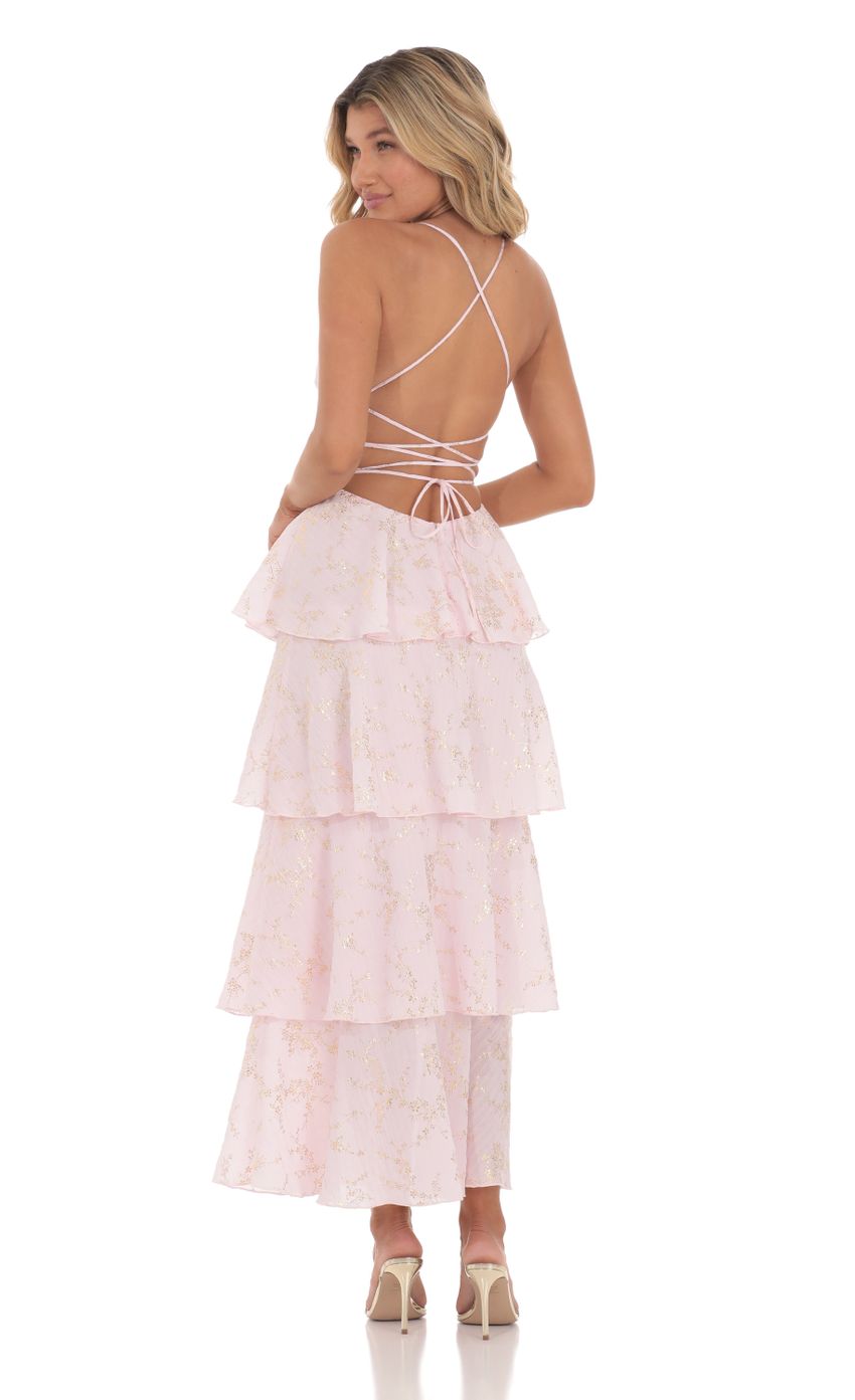 Crinkle Foiled Floral Maxi Dress in Pink - luluinthesky