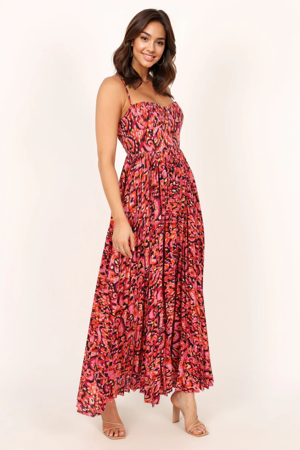 Achanti Pleated Maxi Dress - Pink Multi - luluinthesky
