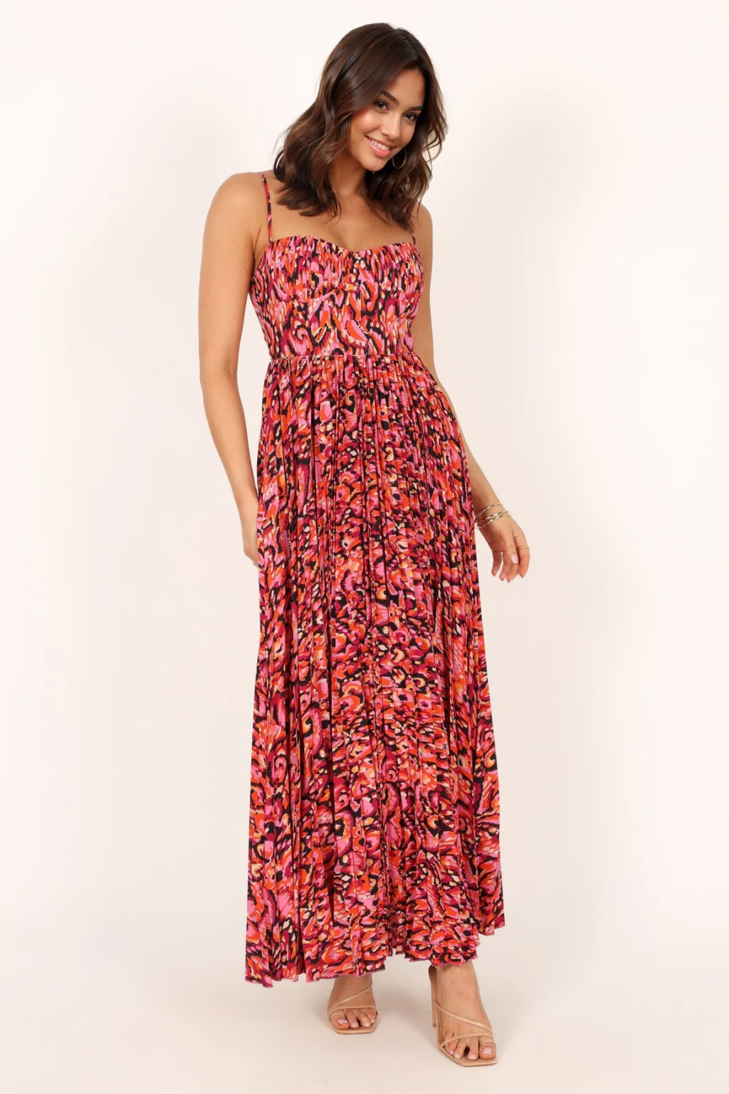 Achanti Pleated Maxi Dress - Pink Multi - luluinthesky