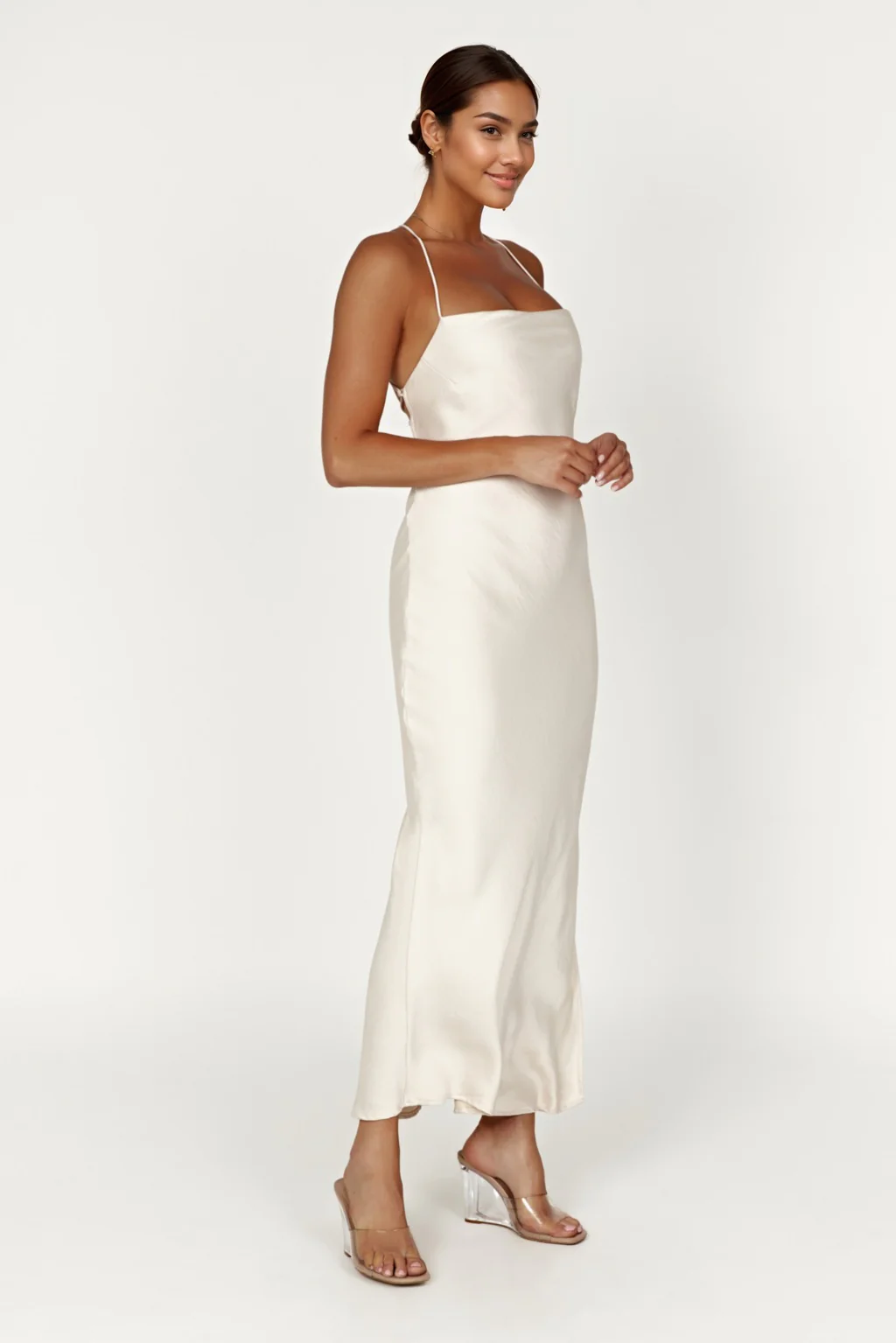 Sydney Straight Neck Slip Maxi Dress - Cream - luluinthesky