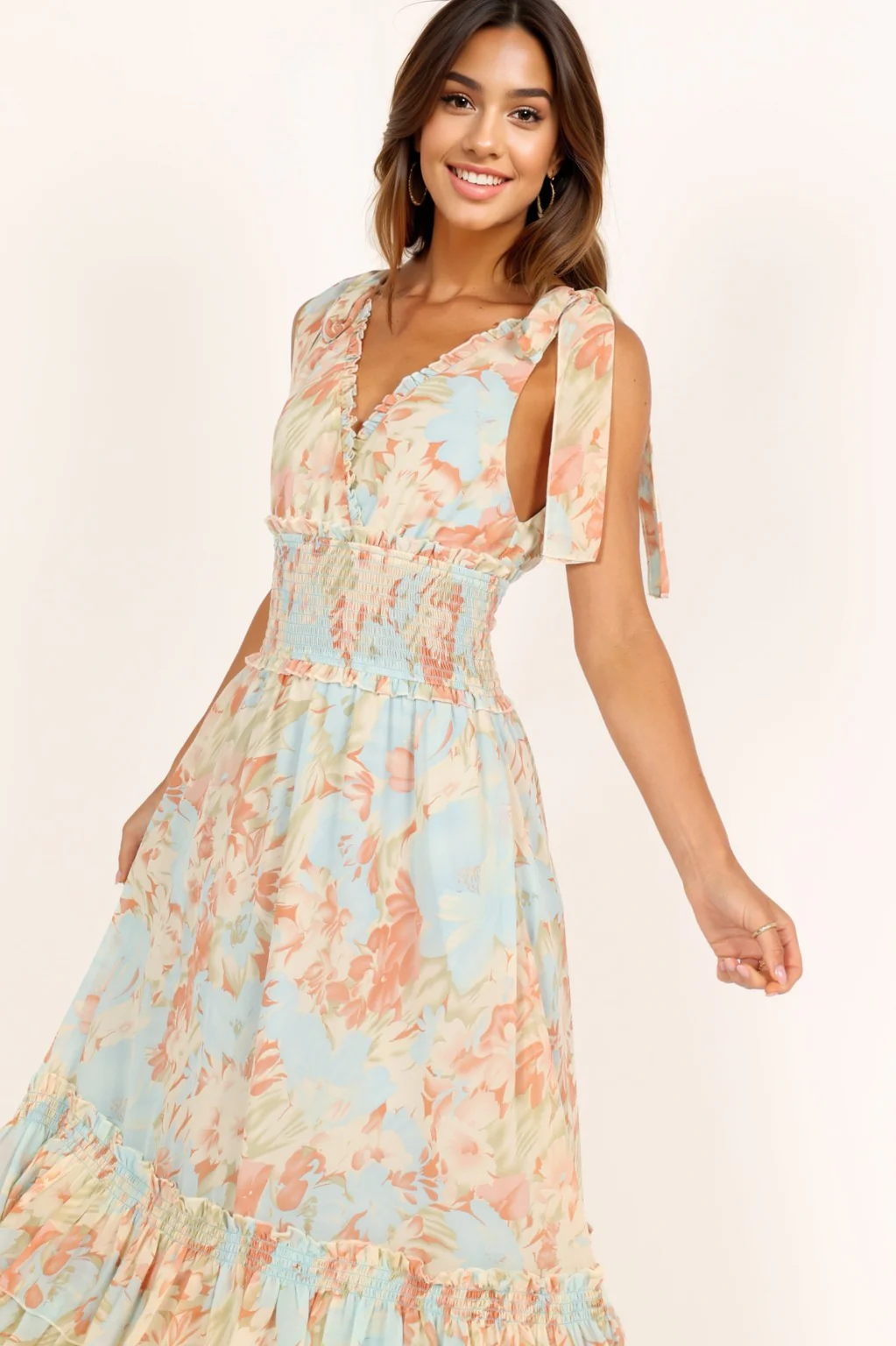 Christabel Tiered Maxi Dress - Blue Floral - luluinthesky