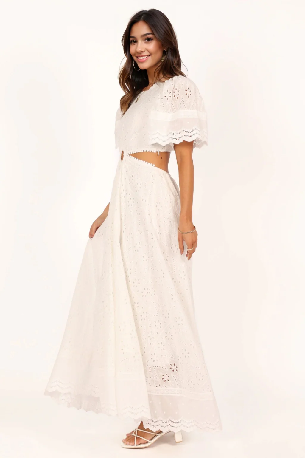 Merletto Cut Out Maxi Dress - White - luluinthesky