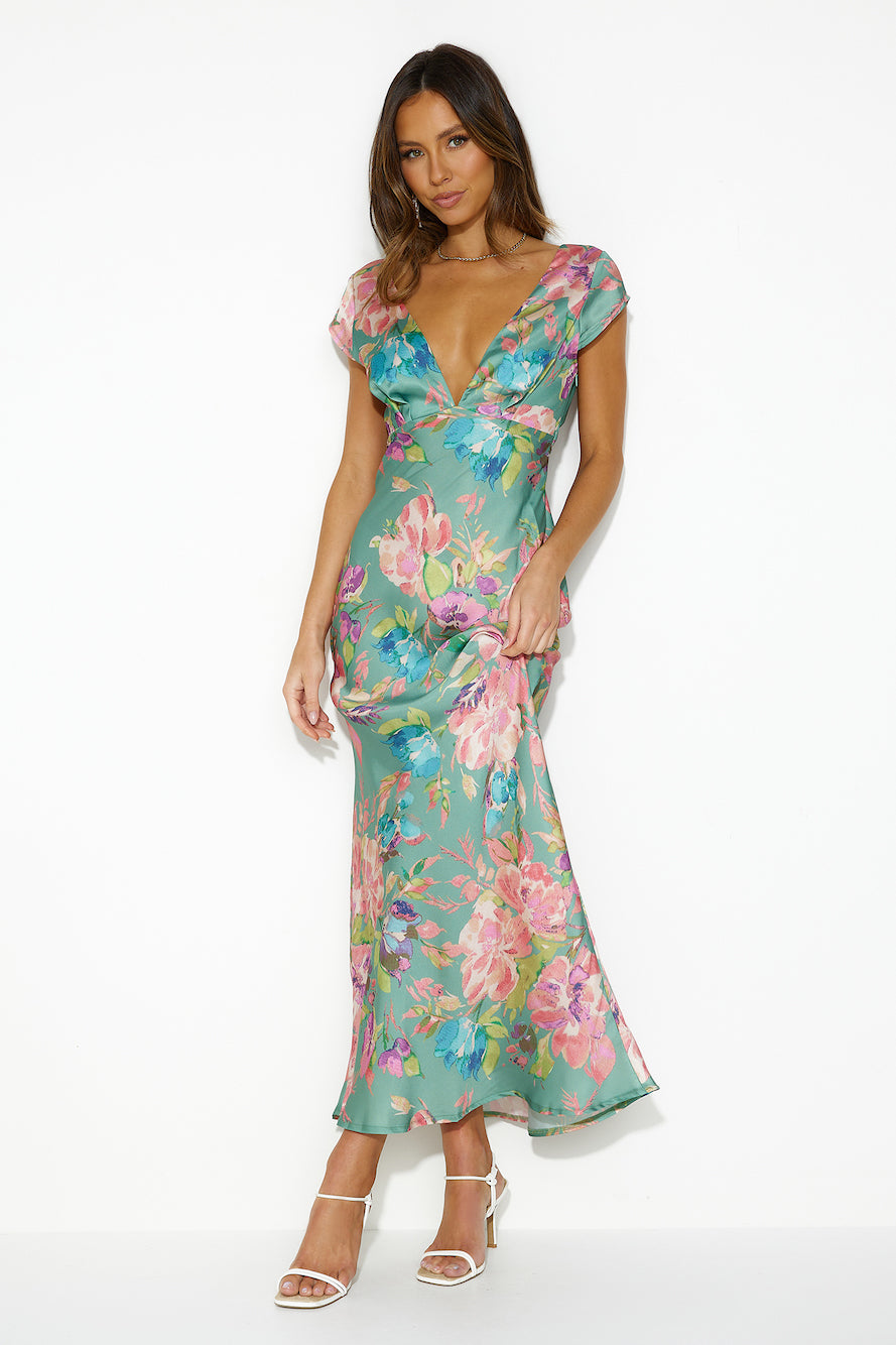 Rainnova Maxi Dress Green - luluinthesky