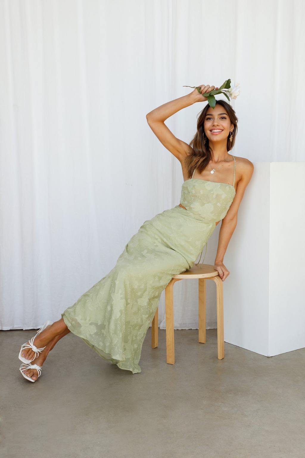 Rainbow Glow Midi Dress Sage - luluinthesky