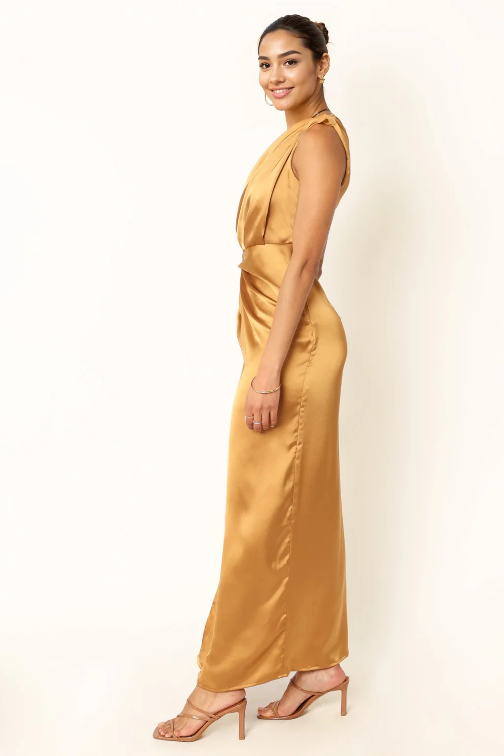 Nadia One Shoulder Maxi Dress - Bronze - luluinthesky