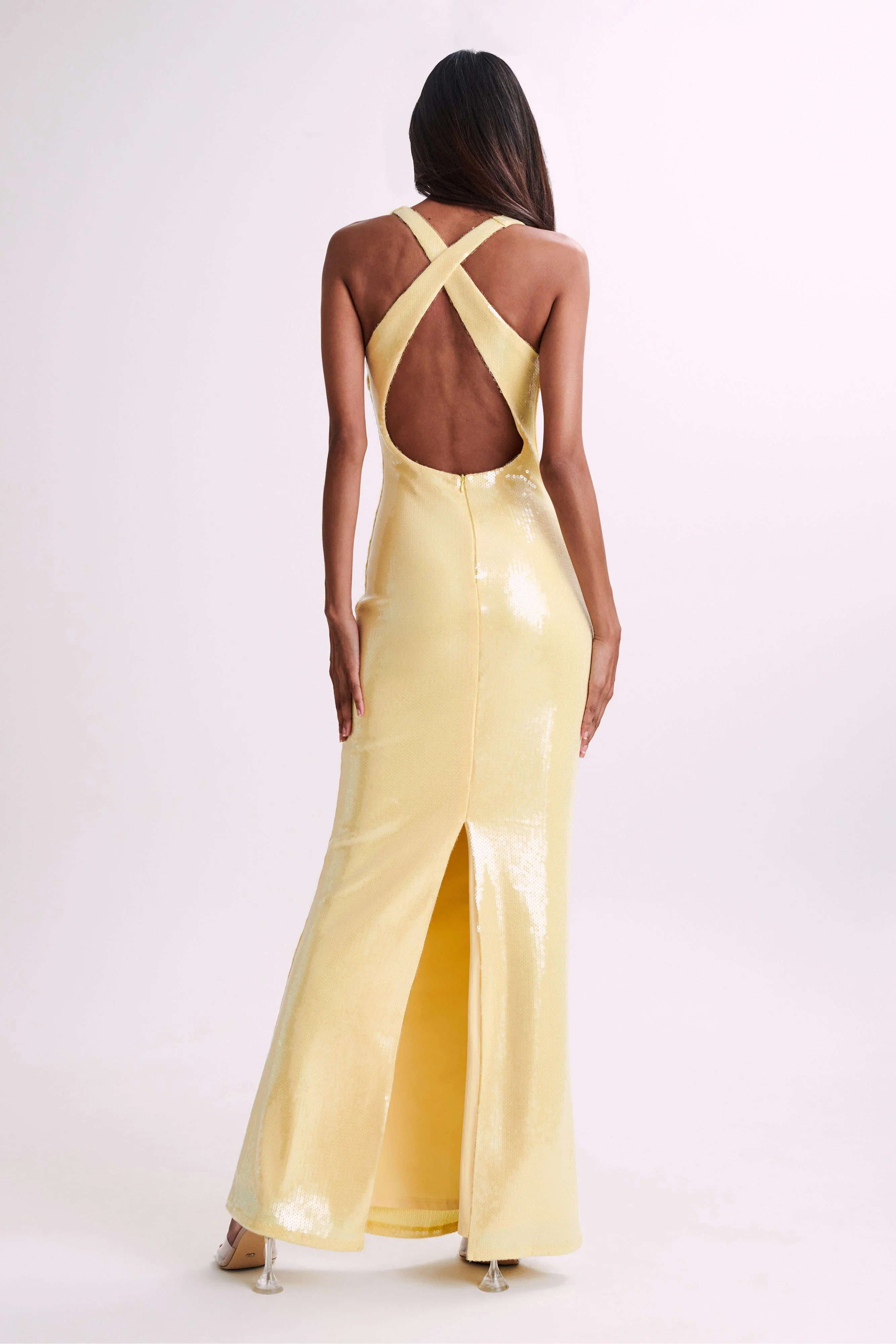 Eliza Rose Sequin Maxi Dress - Lemon - luluinthesky