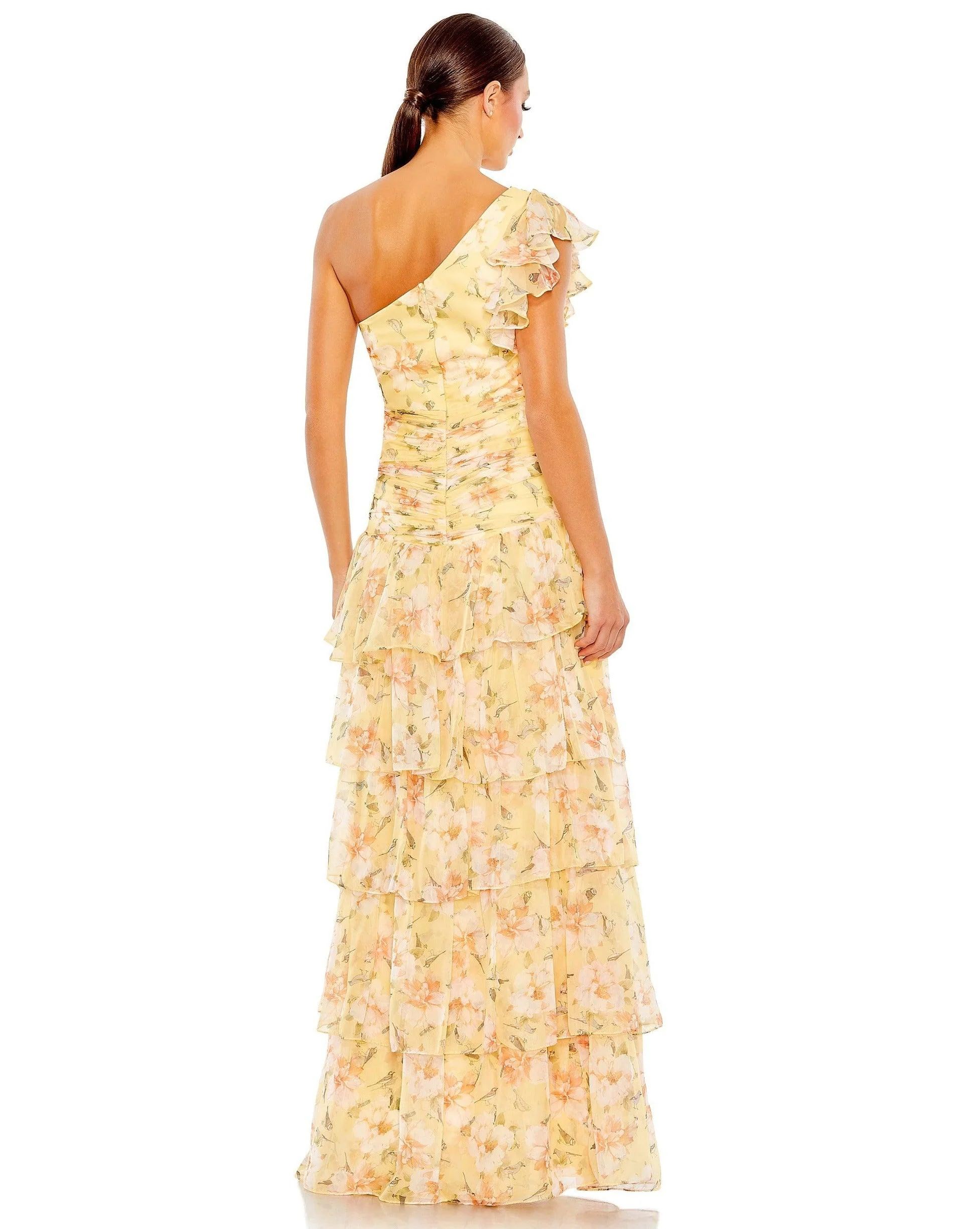 Mac Duggal 55810 Long Formal One Shoulder Print Gown - luluinthesky