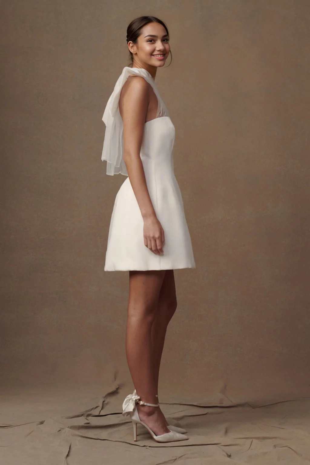 Maryam Tulle Bow Mini Dress - White - luluinthesky