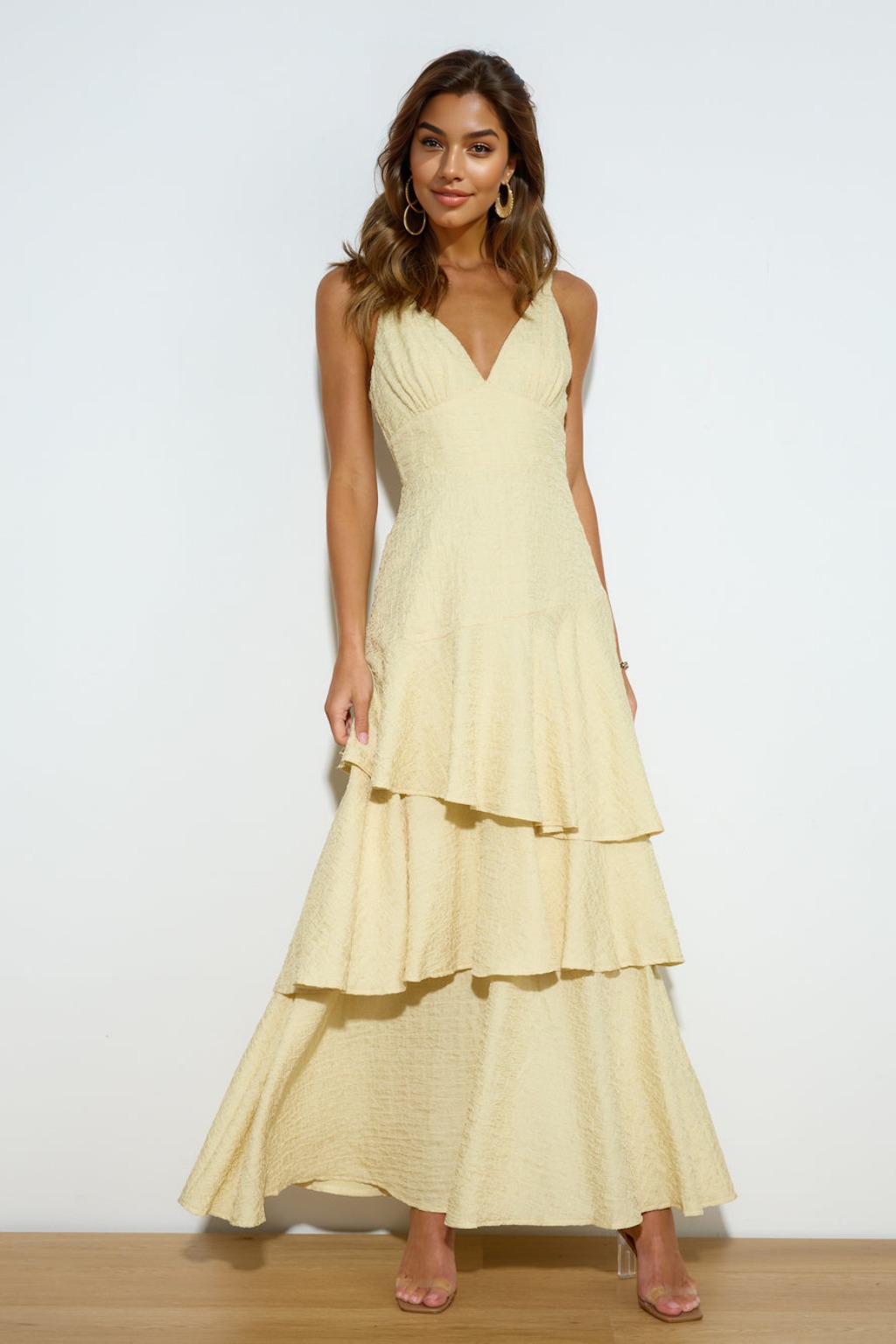Red Carpet Entrance Maxi Dress Lemon - luluinthesky