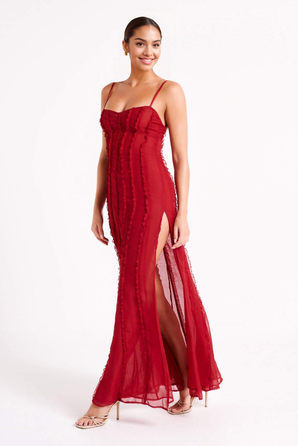 Jacinta Chiffon Maxi Dress - Vermilion Red - luluinthesky