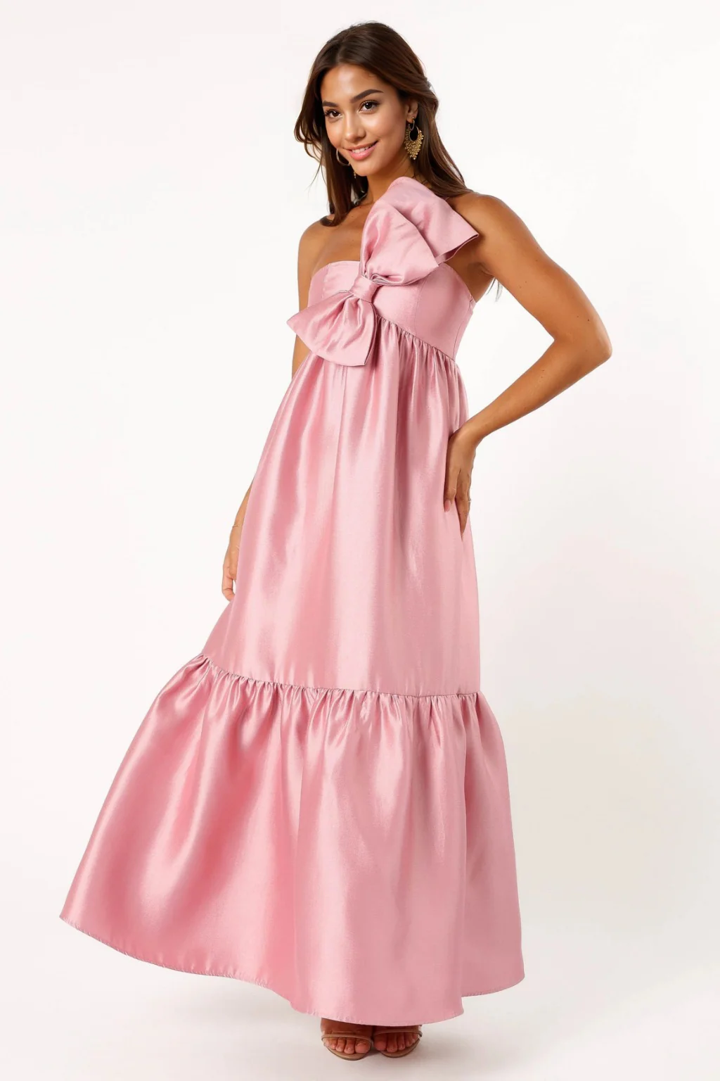 Betina Bow Front Maxi Dress - Dusty Rose - luluinthesky