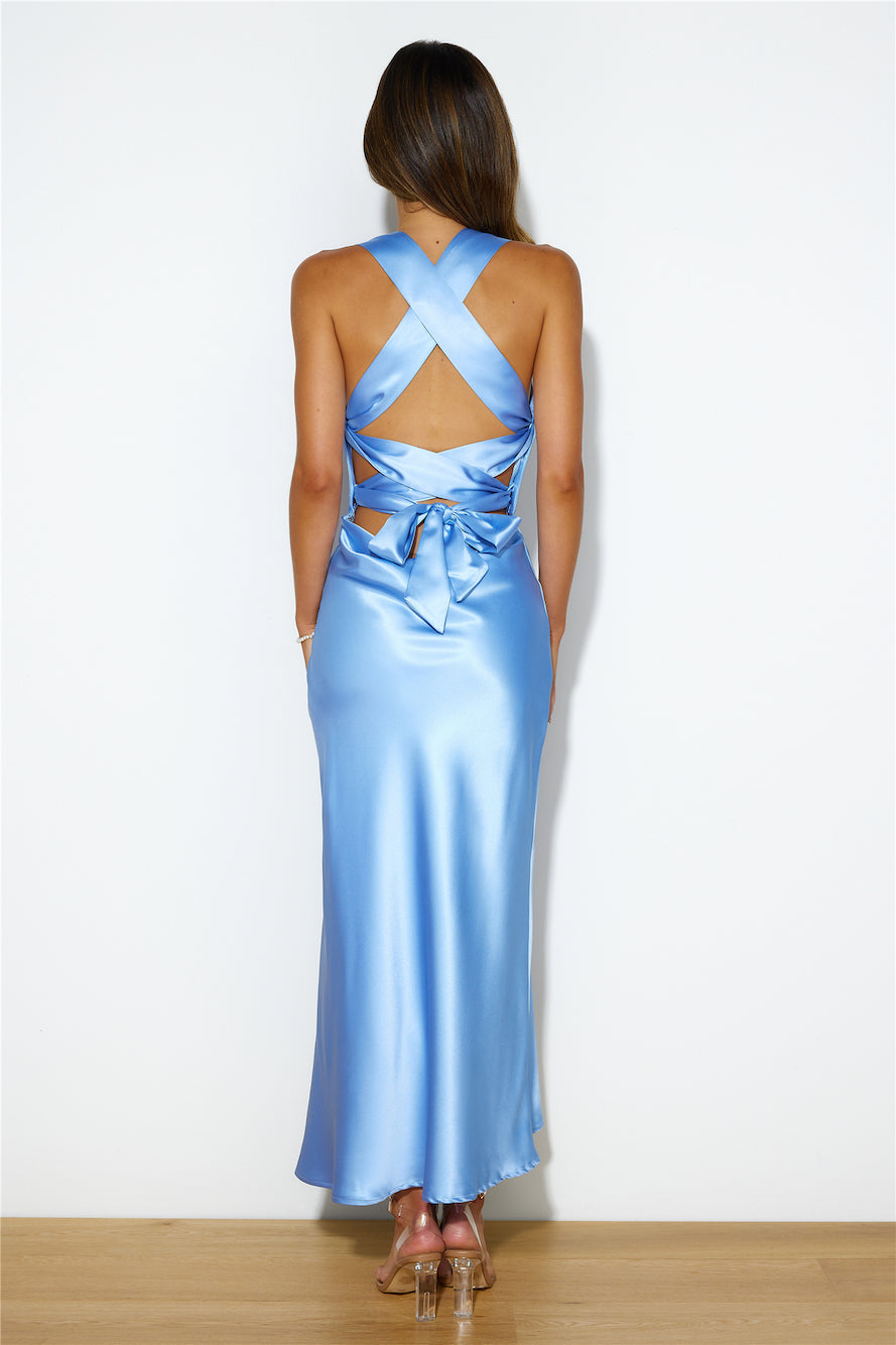 Tie It Up Girl Maxi Dress Blue - luluinthesky