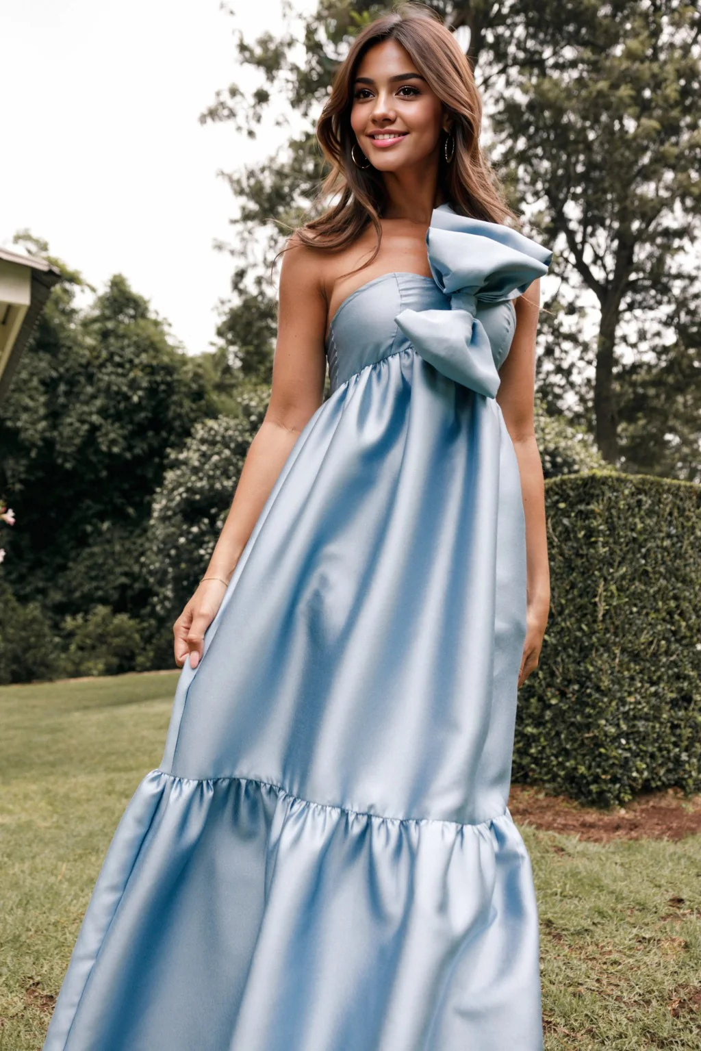 Betina Bow Front Maxi Dress - Blue - luluinthesky