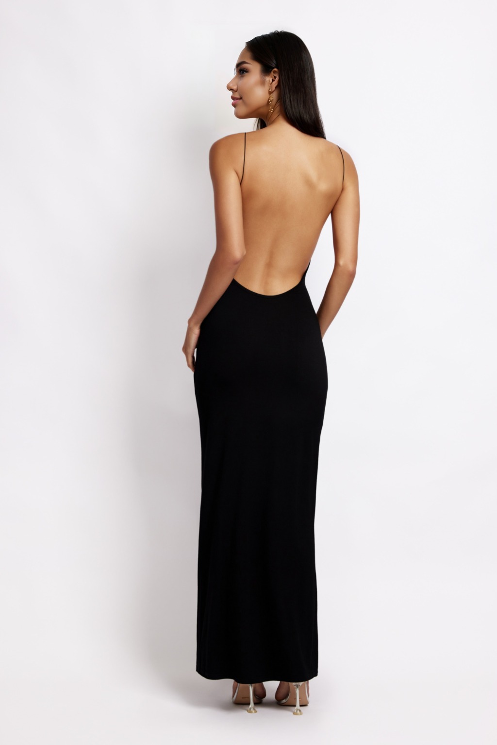 Kirsty Strappy Circle Cutout Maxi Dress - Black - luluinthesky