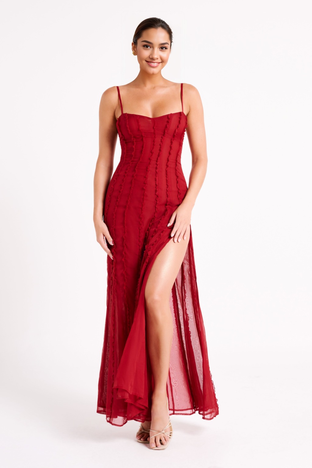 Jacinta Chiffon Maxi Dress - Vermilion Red - luluinthesky