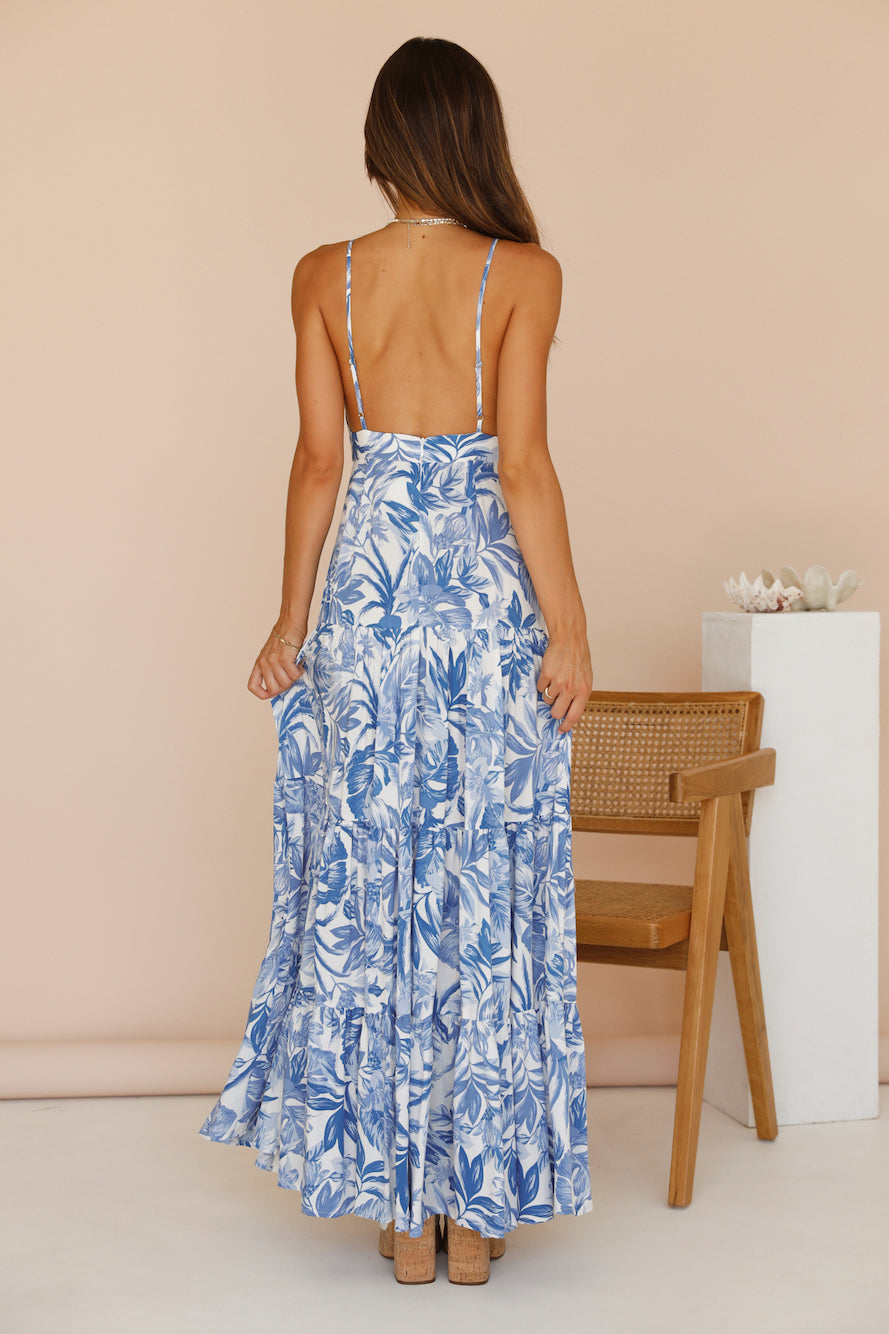 SEVEN WONDERS Kiah Maxi Dress Blue Floral - luluinthesky