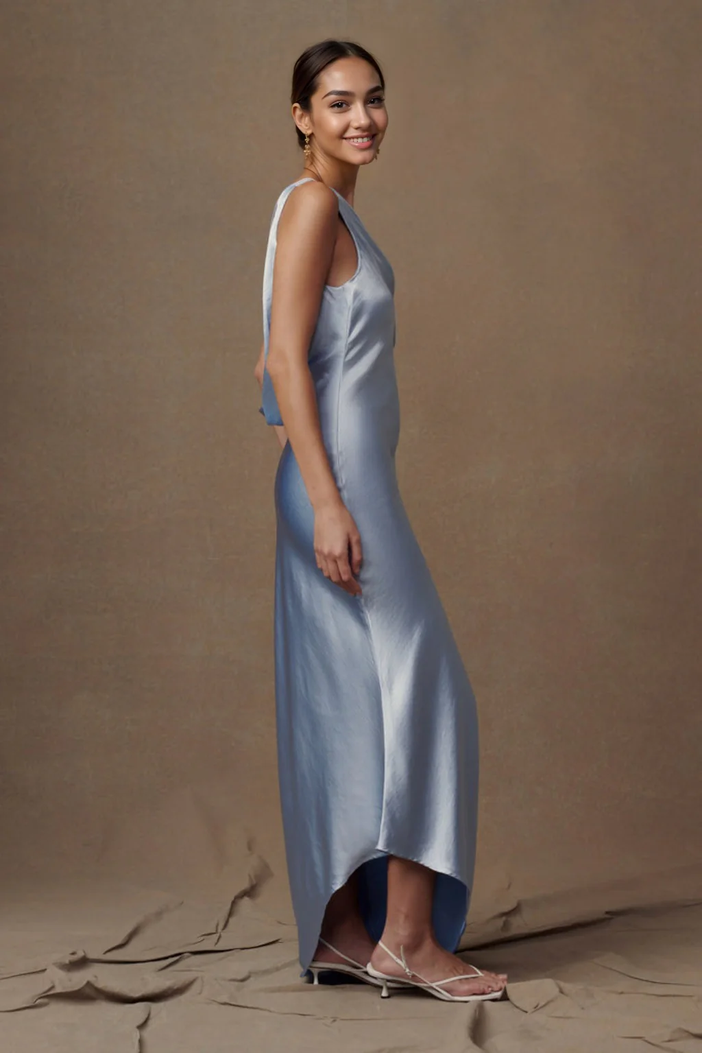 Yvette Slip Maxi Dress With Asymmetrical Hem - Cornflower Blue - luluinthesky
