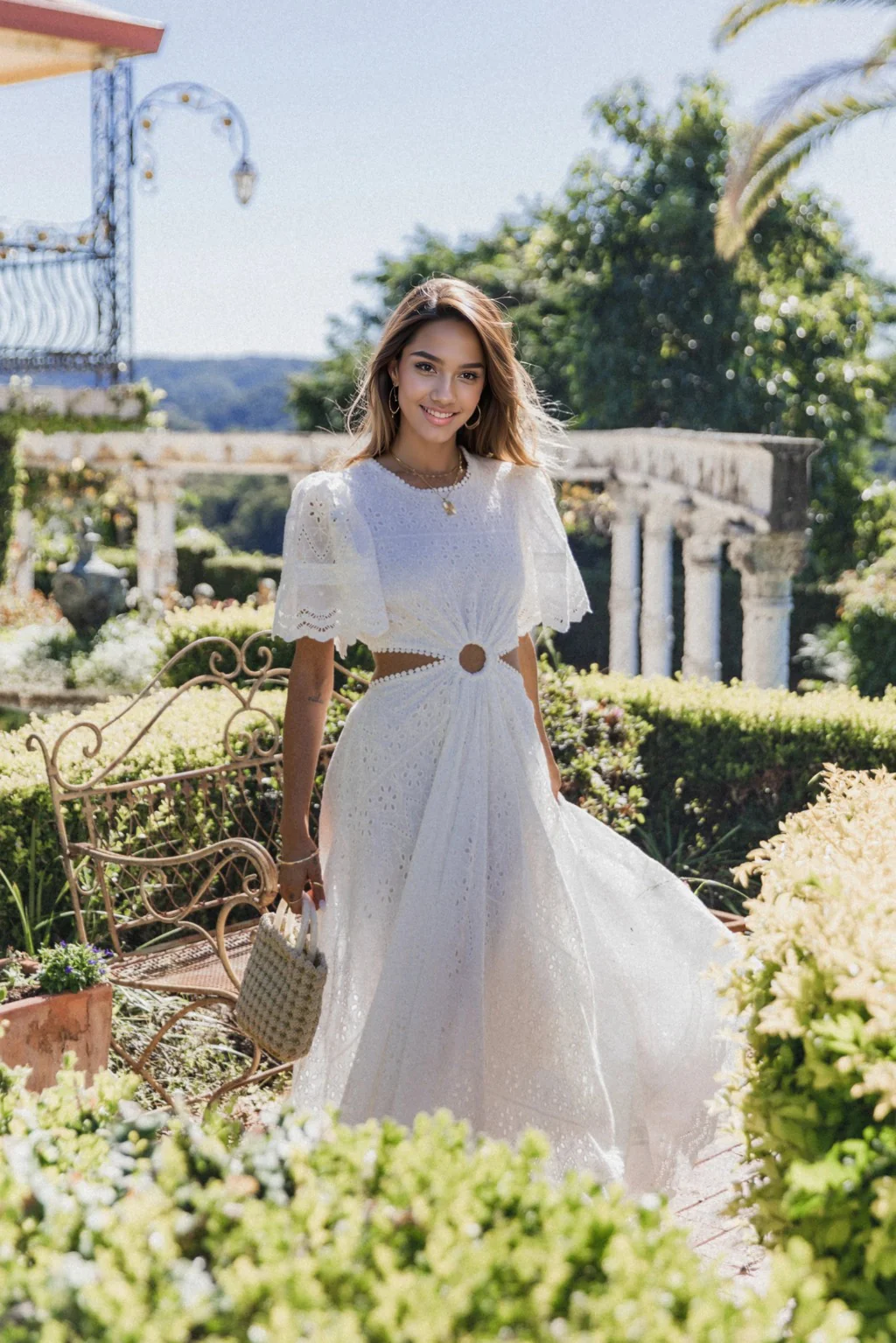 Merletto Cut Out Maxi Dress - White - luluinthesky