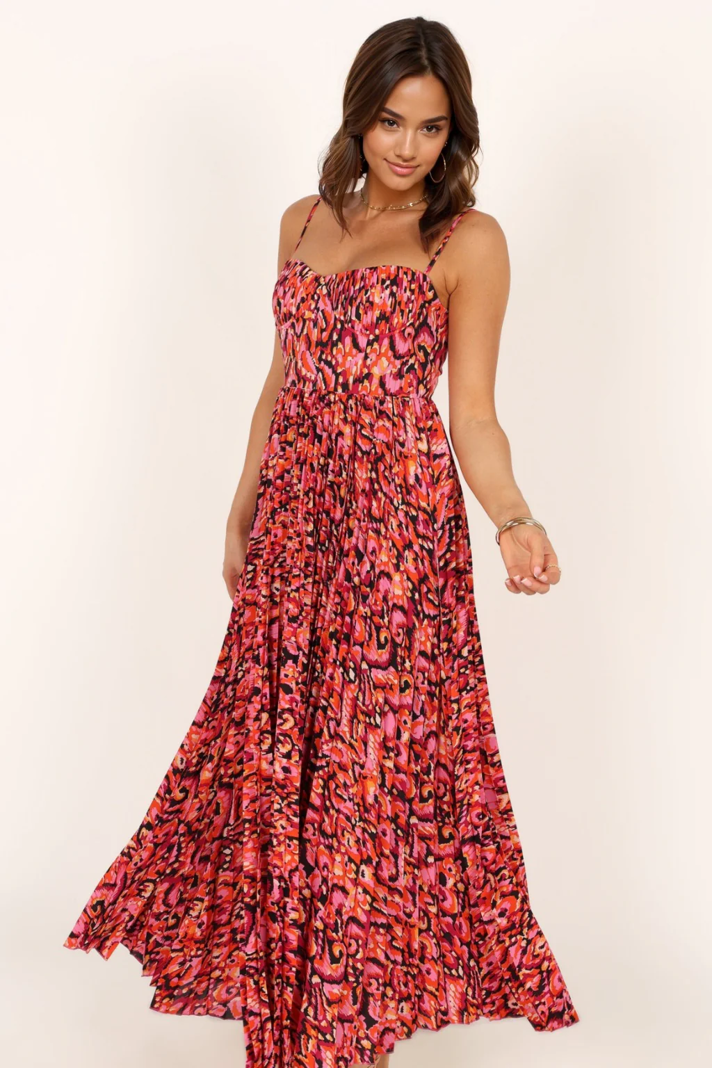 Achanti Pleated Maxi Dress - Pink Multi - luluinthesky