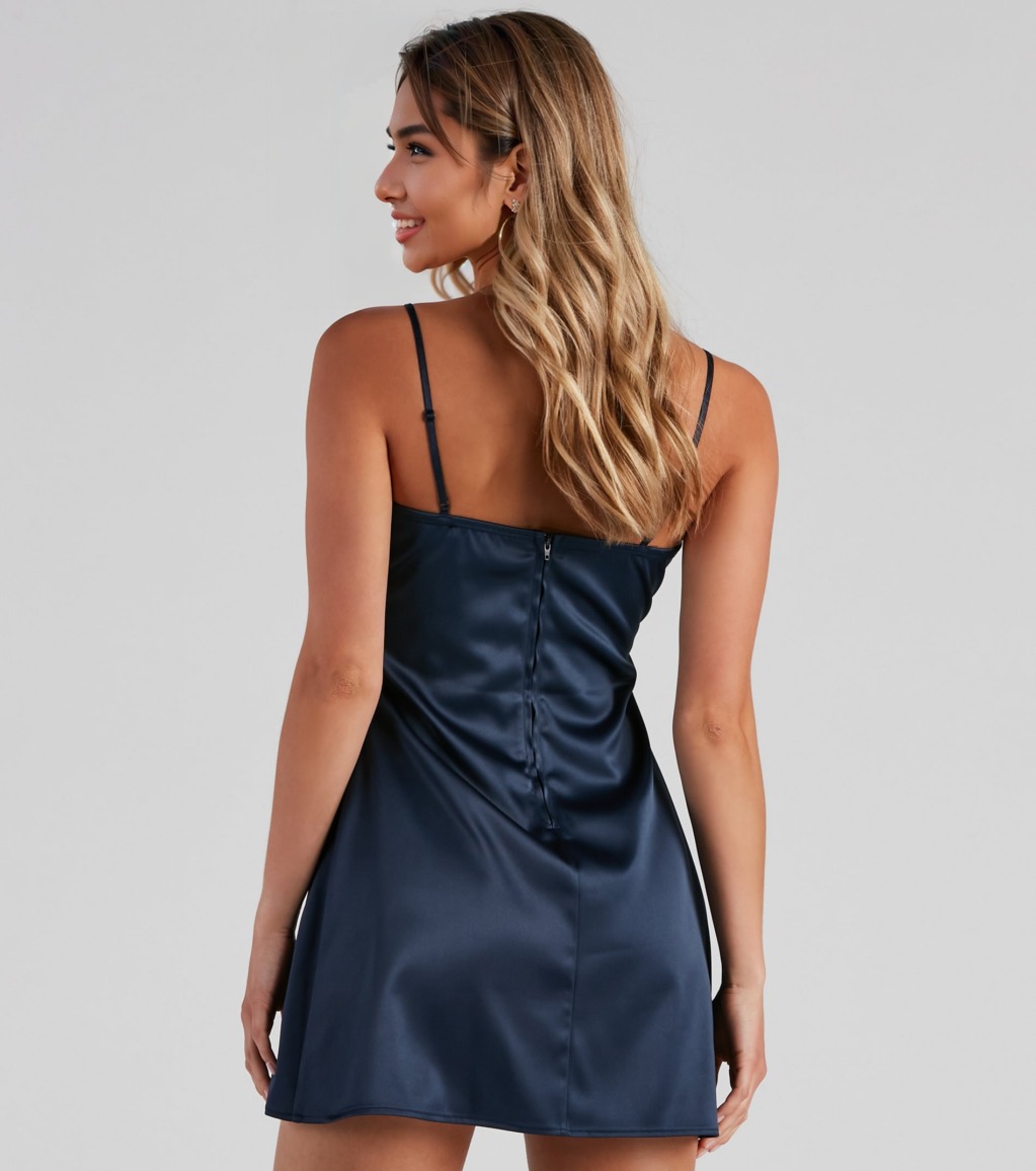 Simple And Sleek Satin Mini Dress - luluinthesky